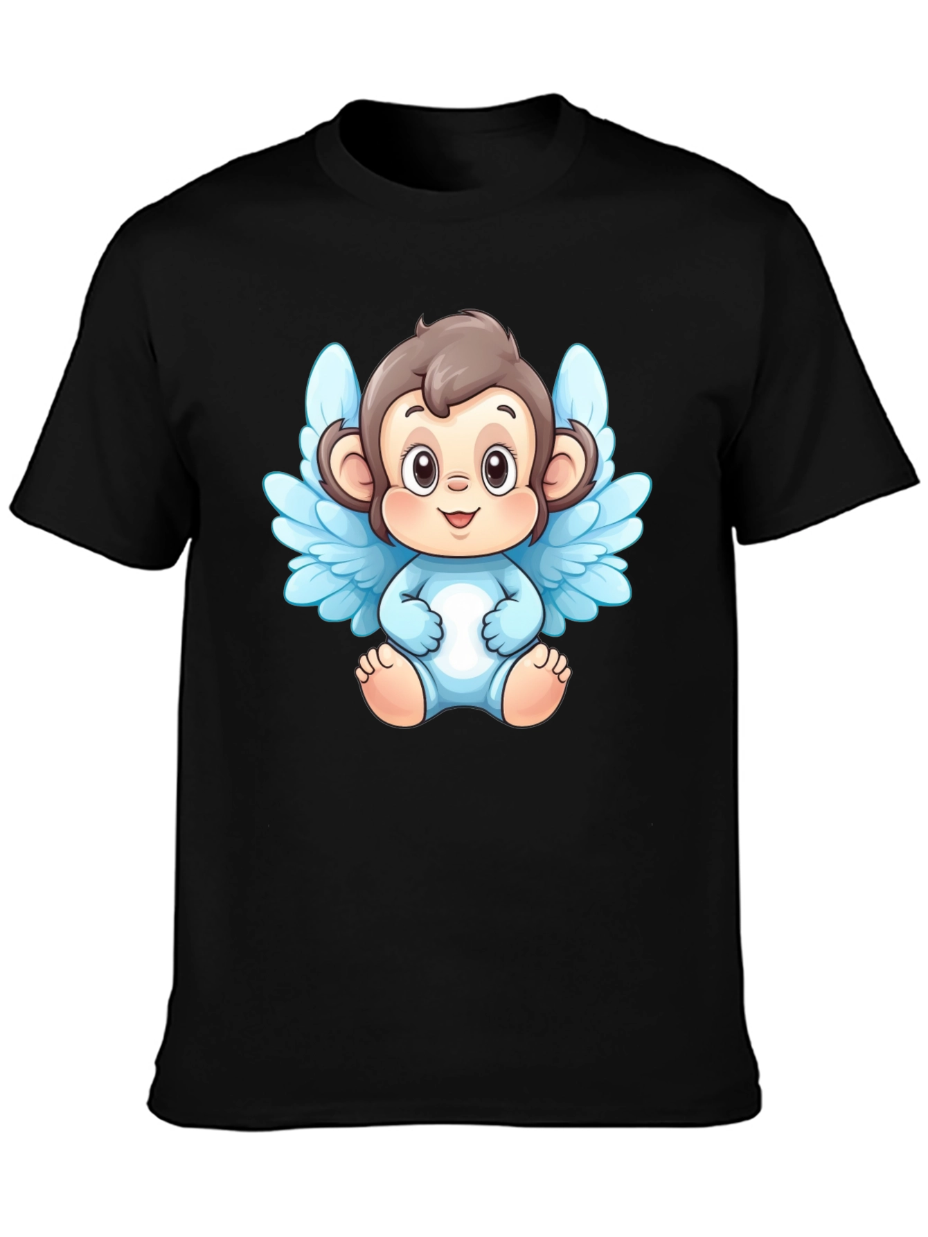 Angel Monkey Graphic T-Shirt - Black Cotton Tee - 3