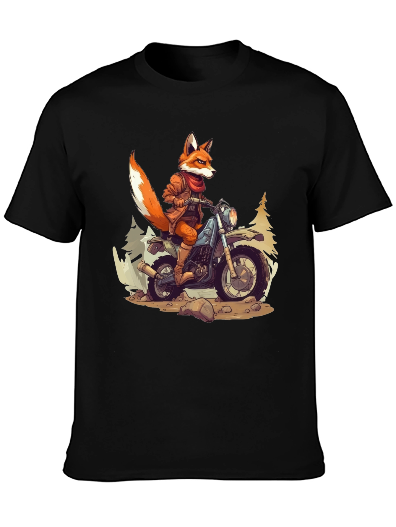 Black Fox Rider Graphic T-Shirt view 3