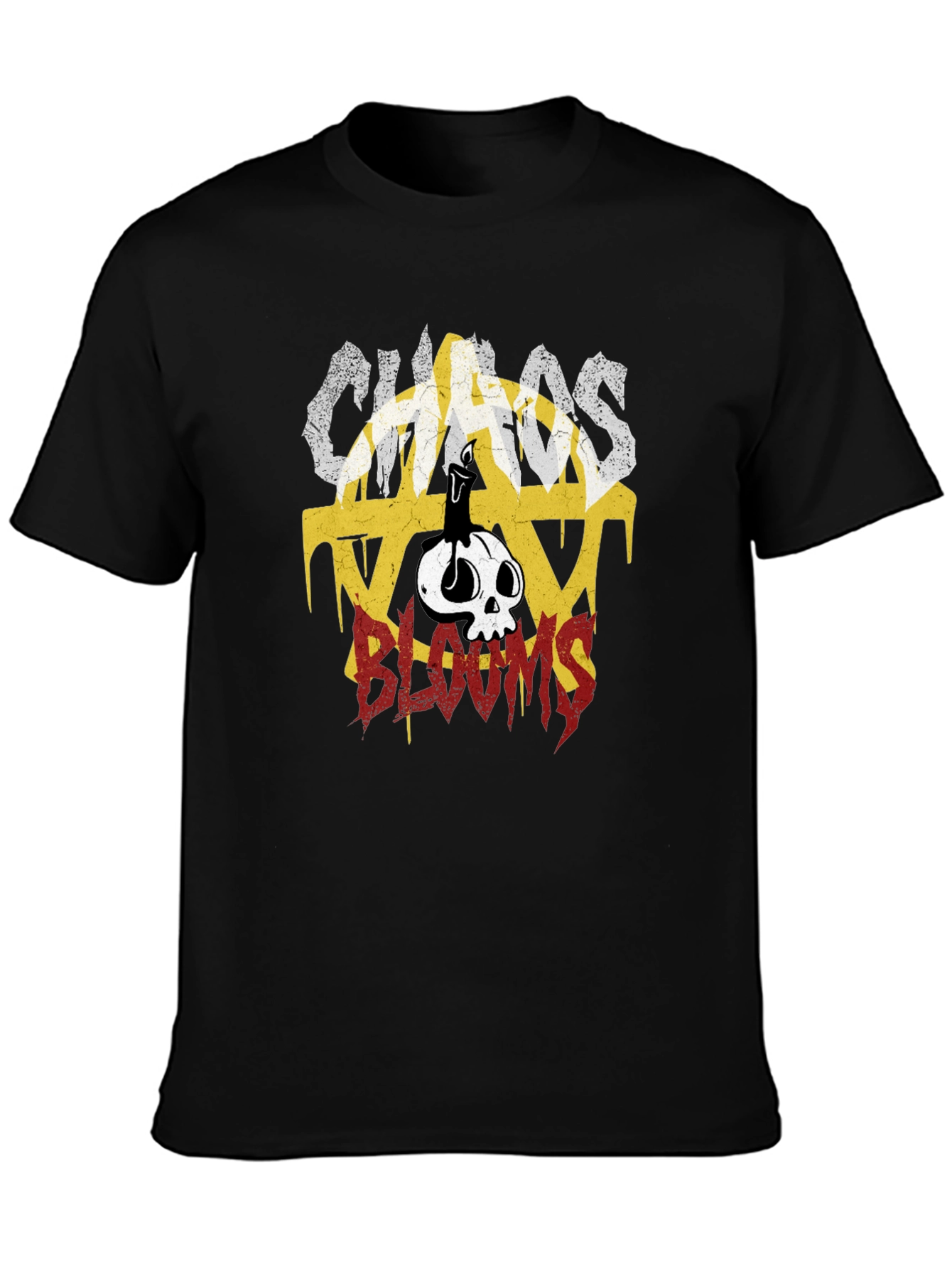 Black Chaos Blooms Graphic Print T-Shirt - Black view 3