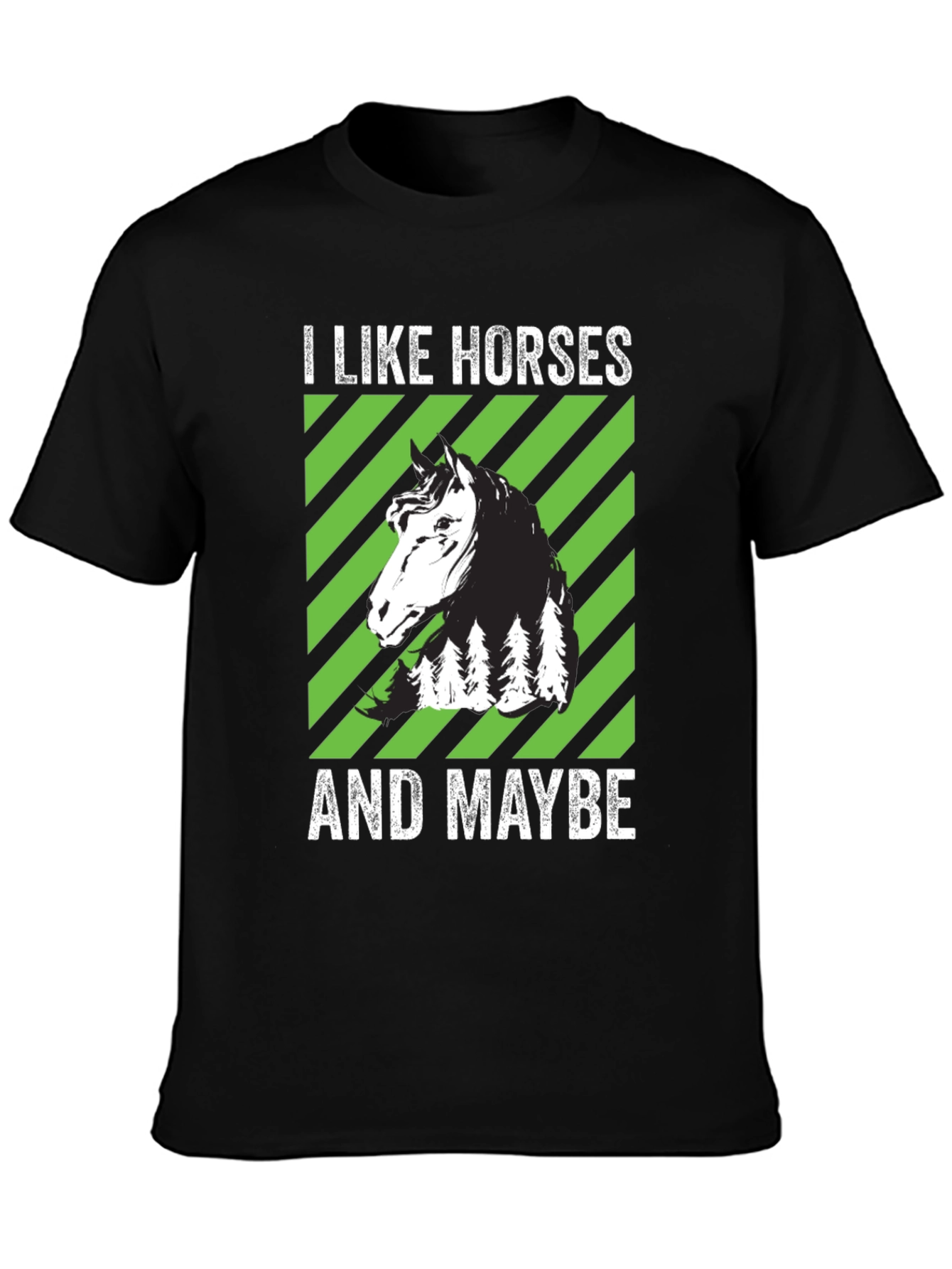 Black I Like Horses And Maybe T-Shirt, Black view 3