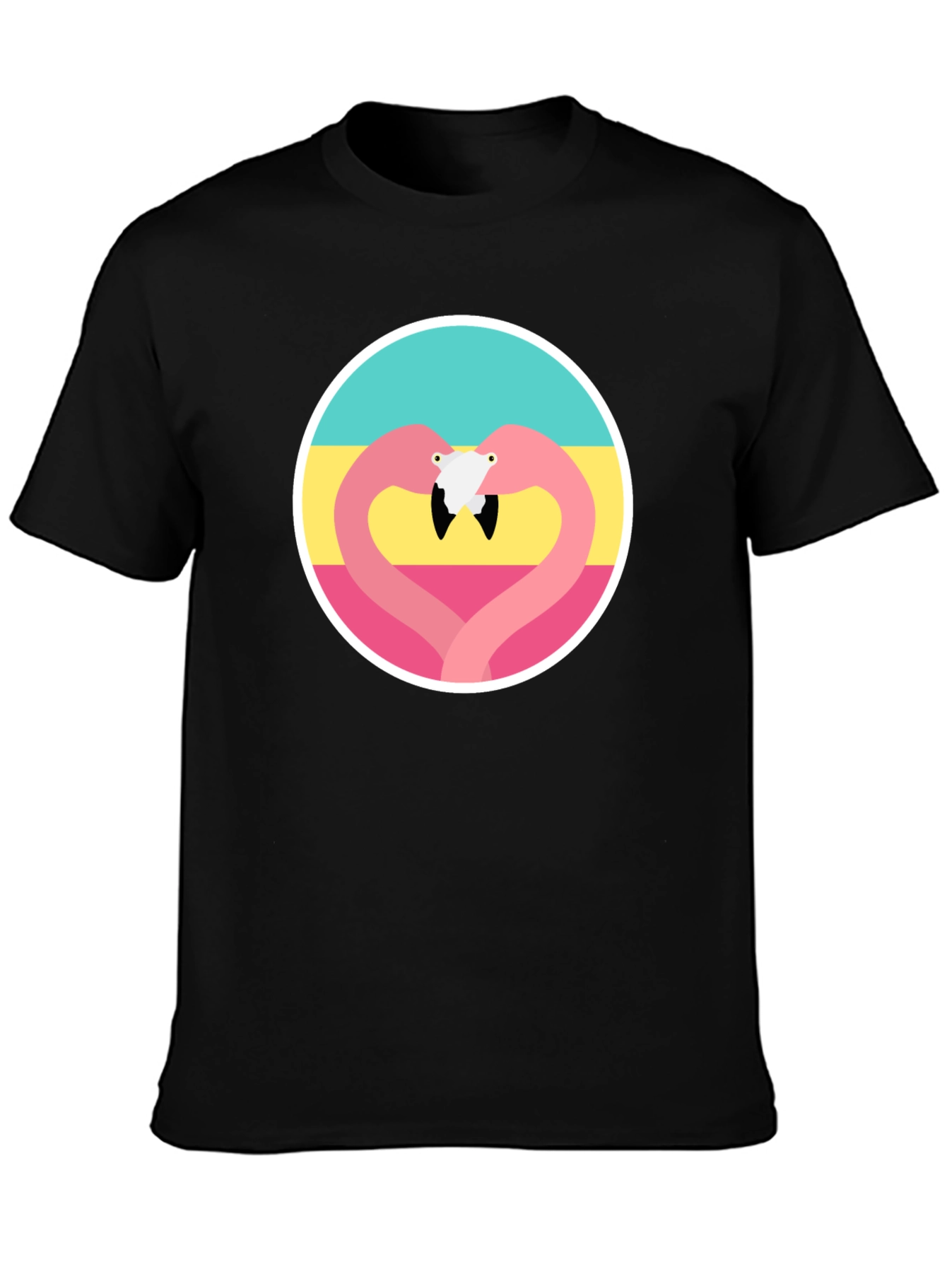 Black Flamingo Heart Graphic Tee - Black view 3