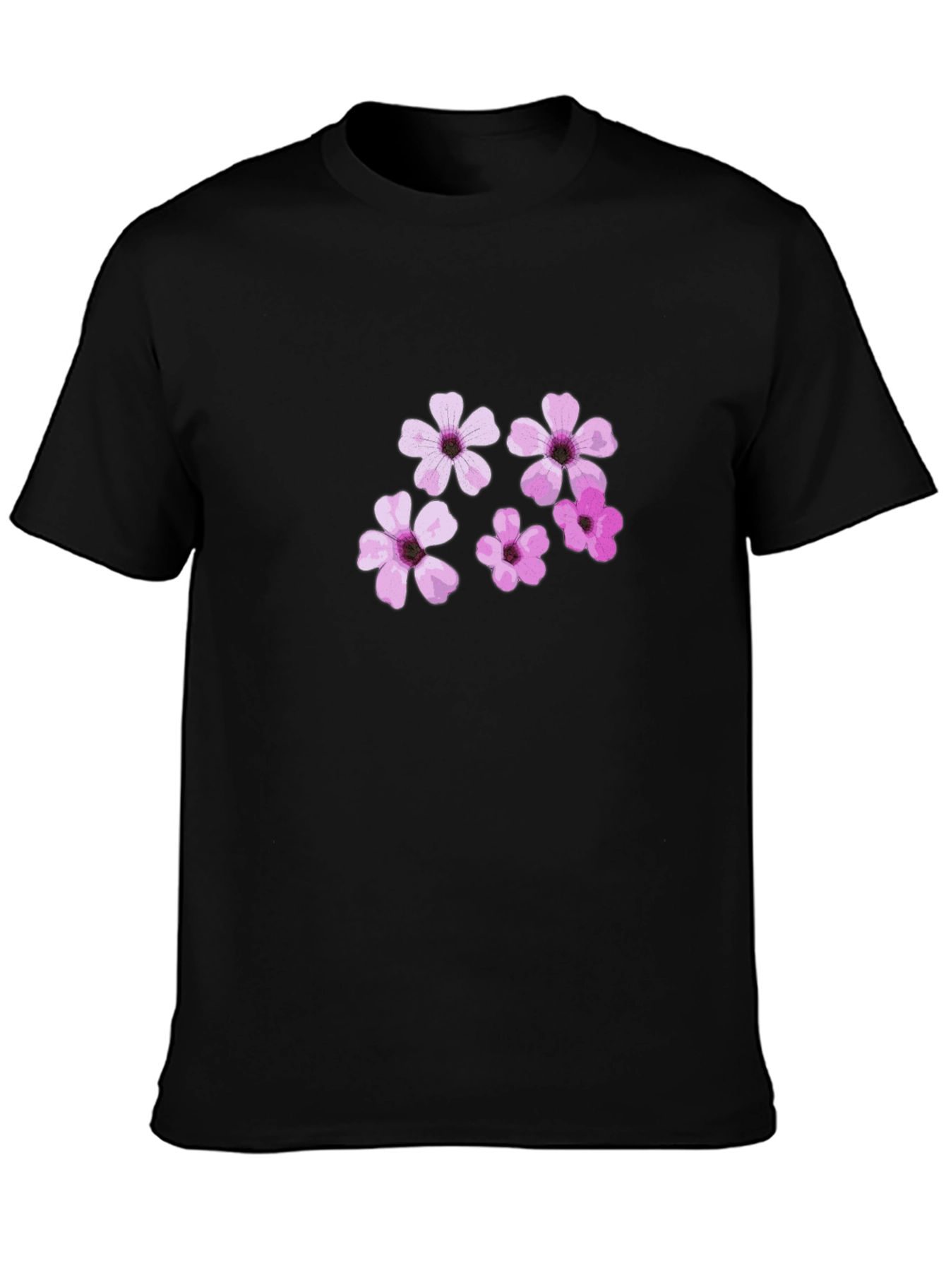 Black Floral Print Crew Neck T-Shirt view 3