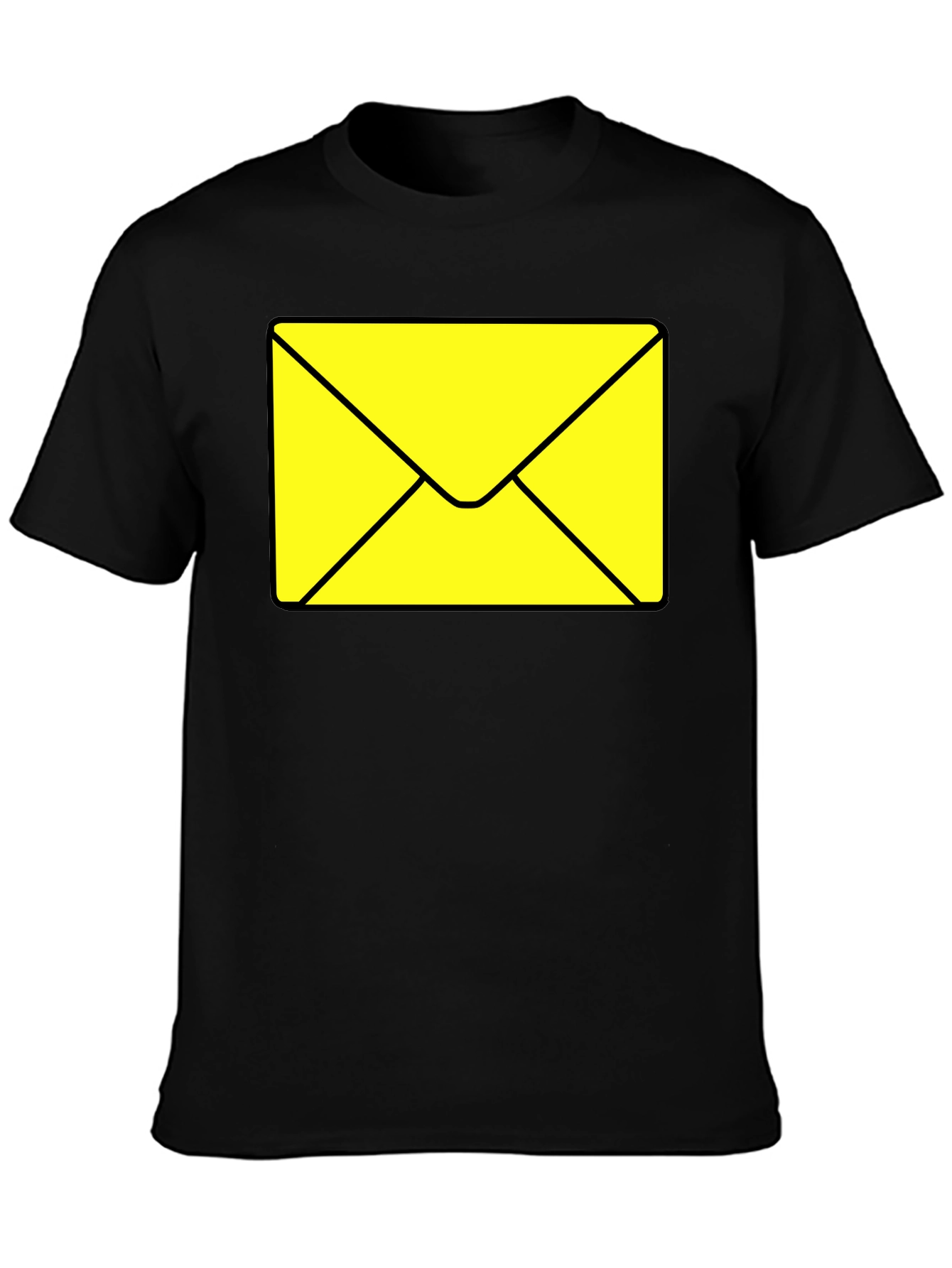 Black Envelope Graphic Tee - Black Cotton Casual T-Shirt view 3