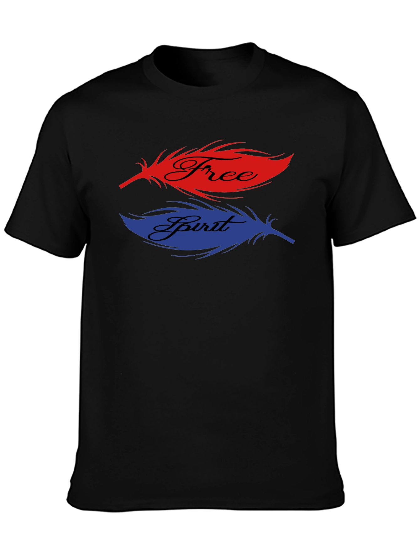 Black Free Spirit Feather Graphic T-Shirt view 3