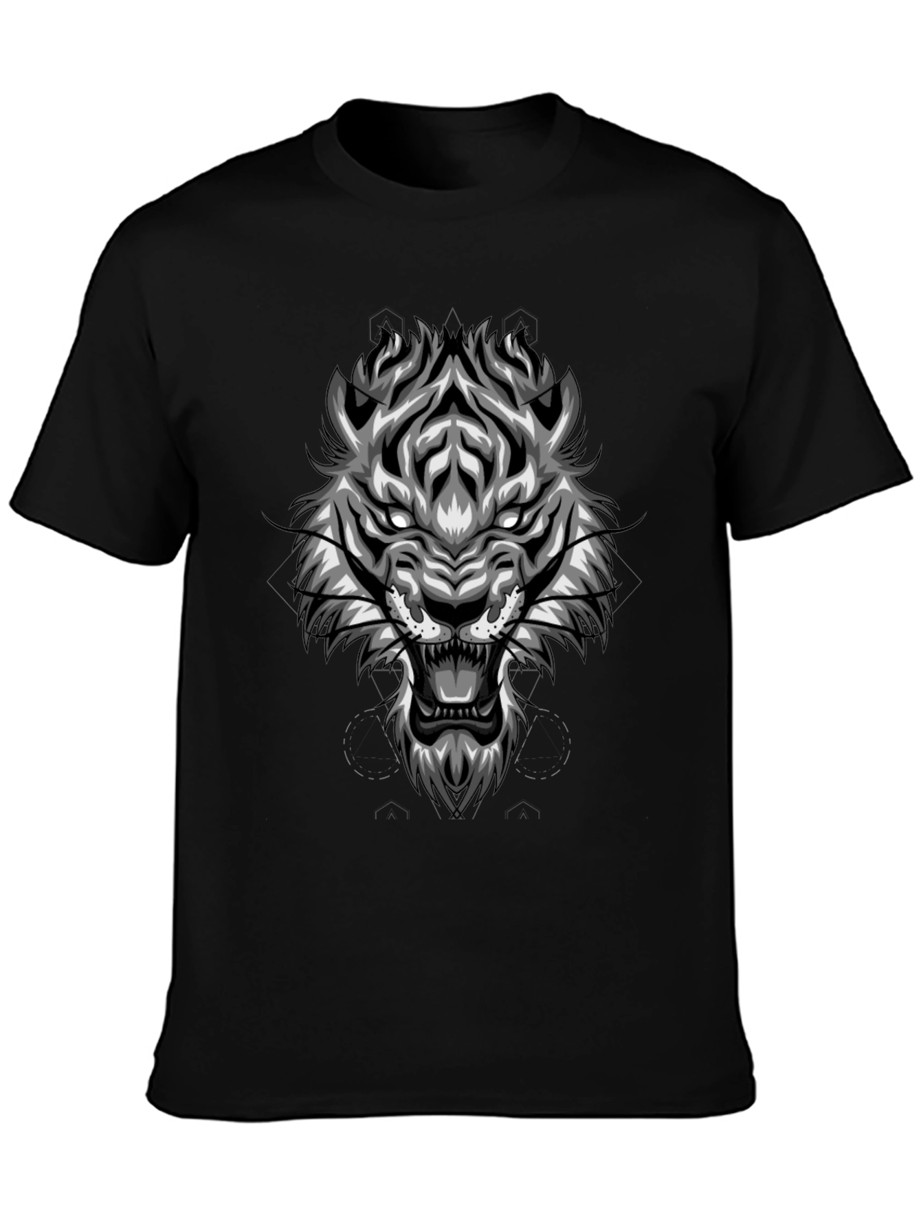 Black Tiger Graphic Print Black T-Shirt view 3
