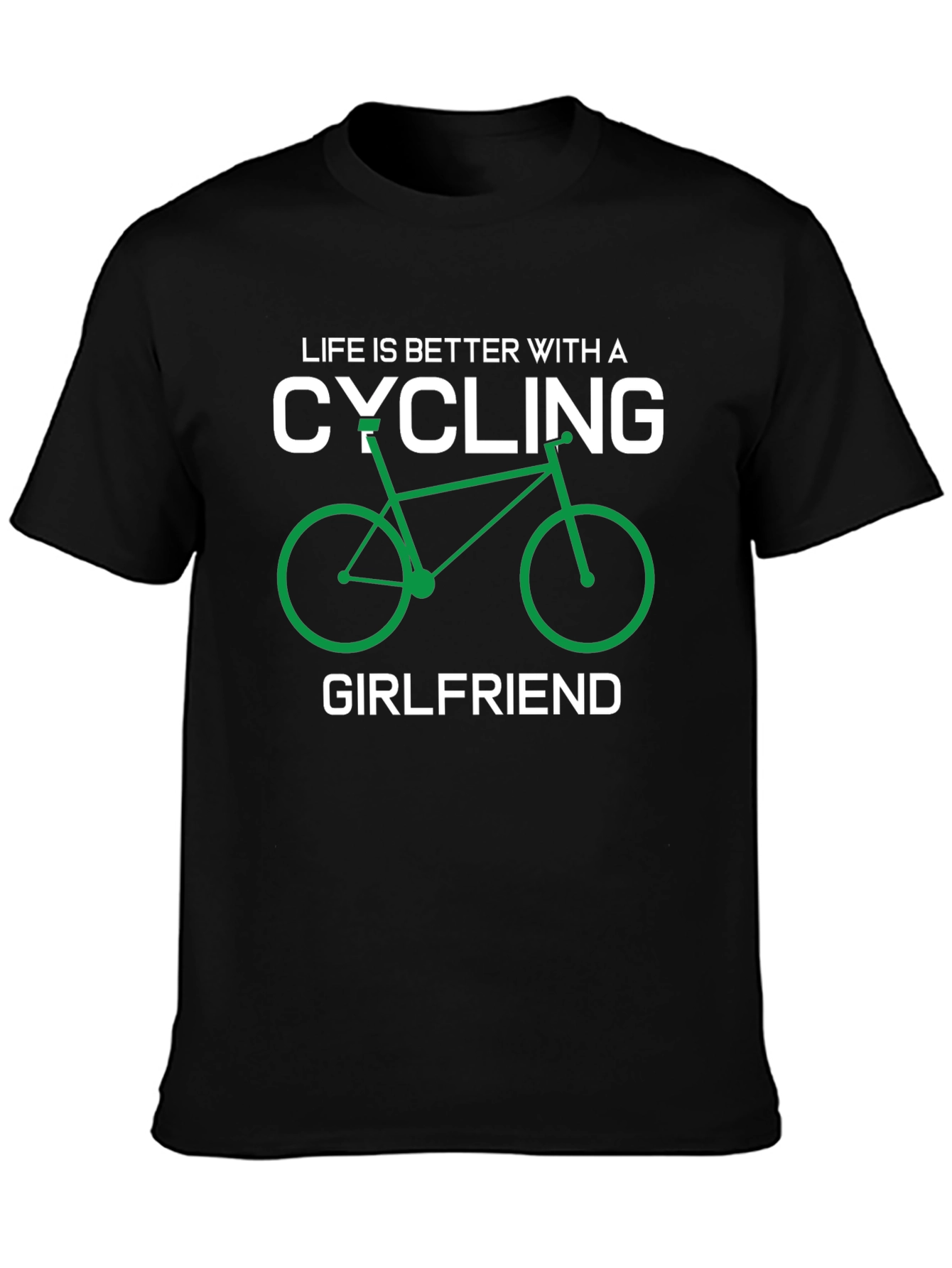 Black Cycling Girlfriend T-Shirt - Funny Bike Lover Tee view 3