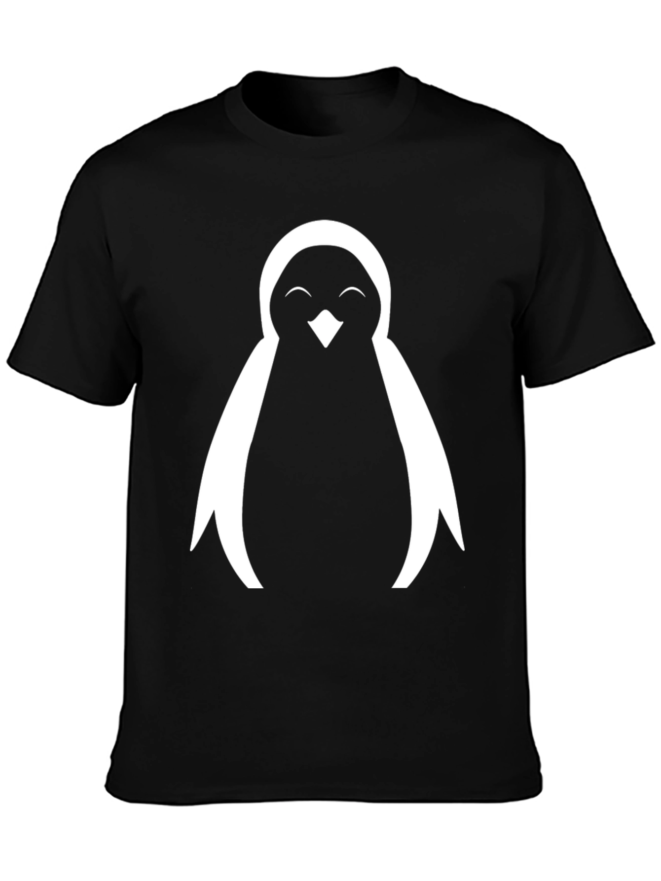 Black Cute Penguin Graphic Tee - Black Cotton Blend view 3