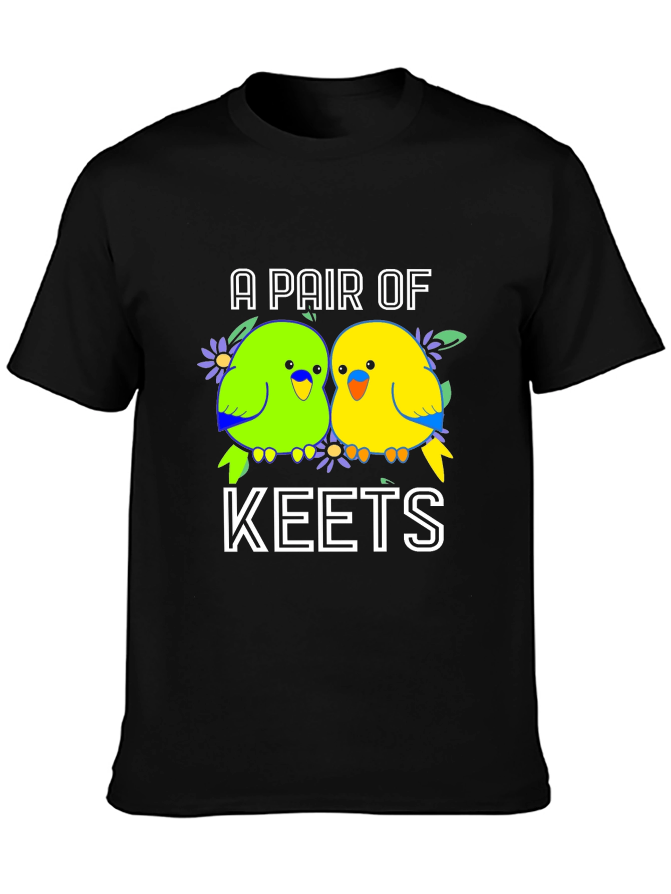 Black A Pair of Keets T-Shirt - Budgie Lover Tee view 3