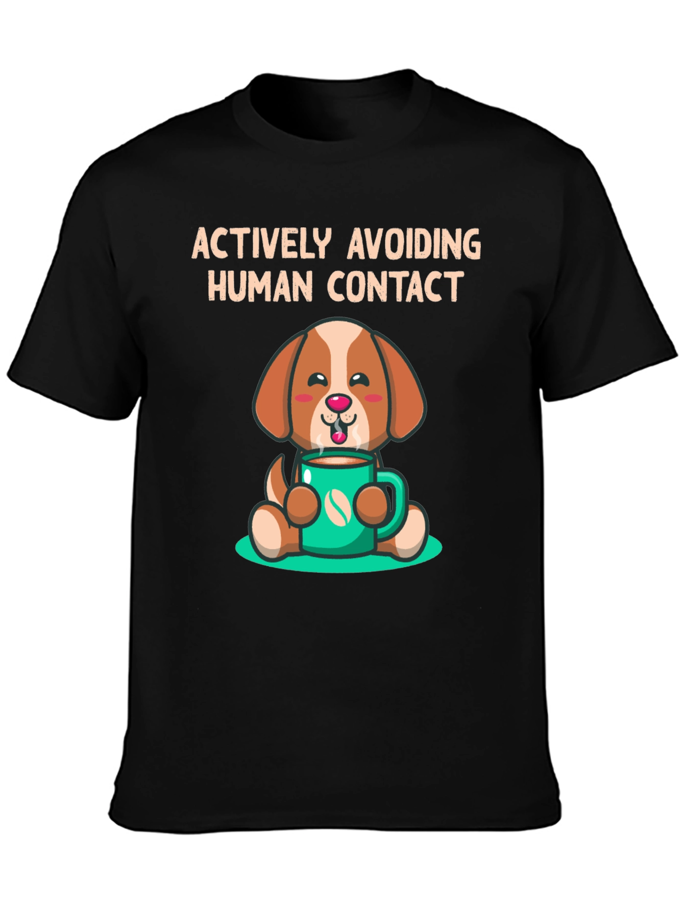 Black Actively Avoiding Human Contact Dog T-Shirt view 3