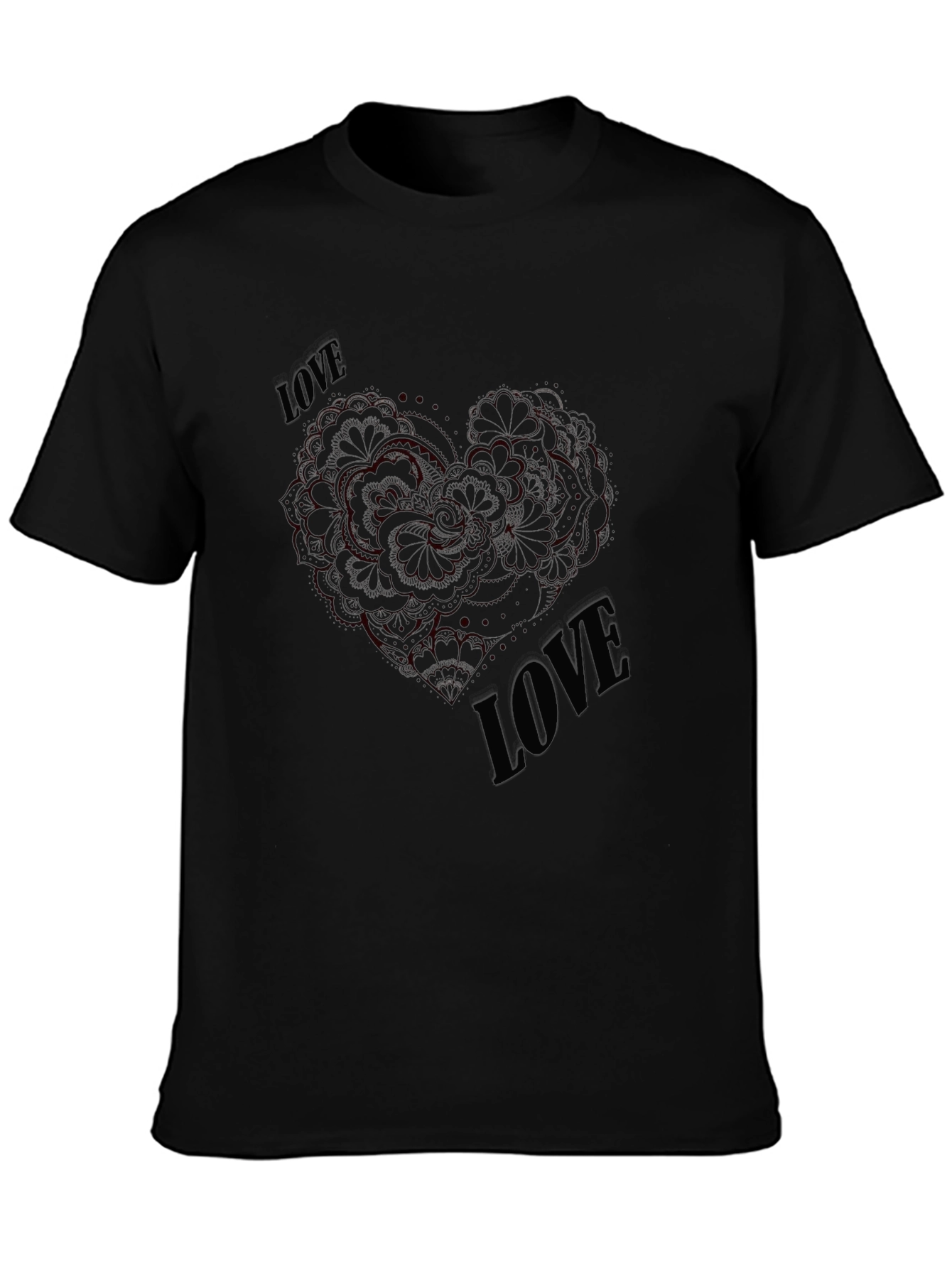Black Love Heart Graphic Tee - Stylish Black T-Shirt view 3