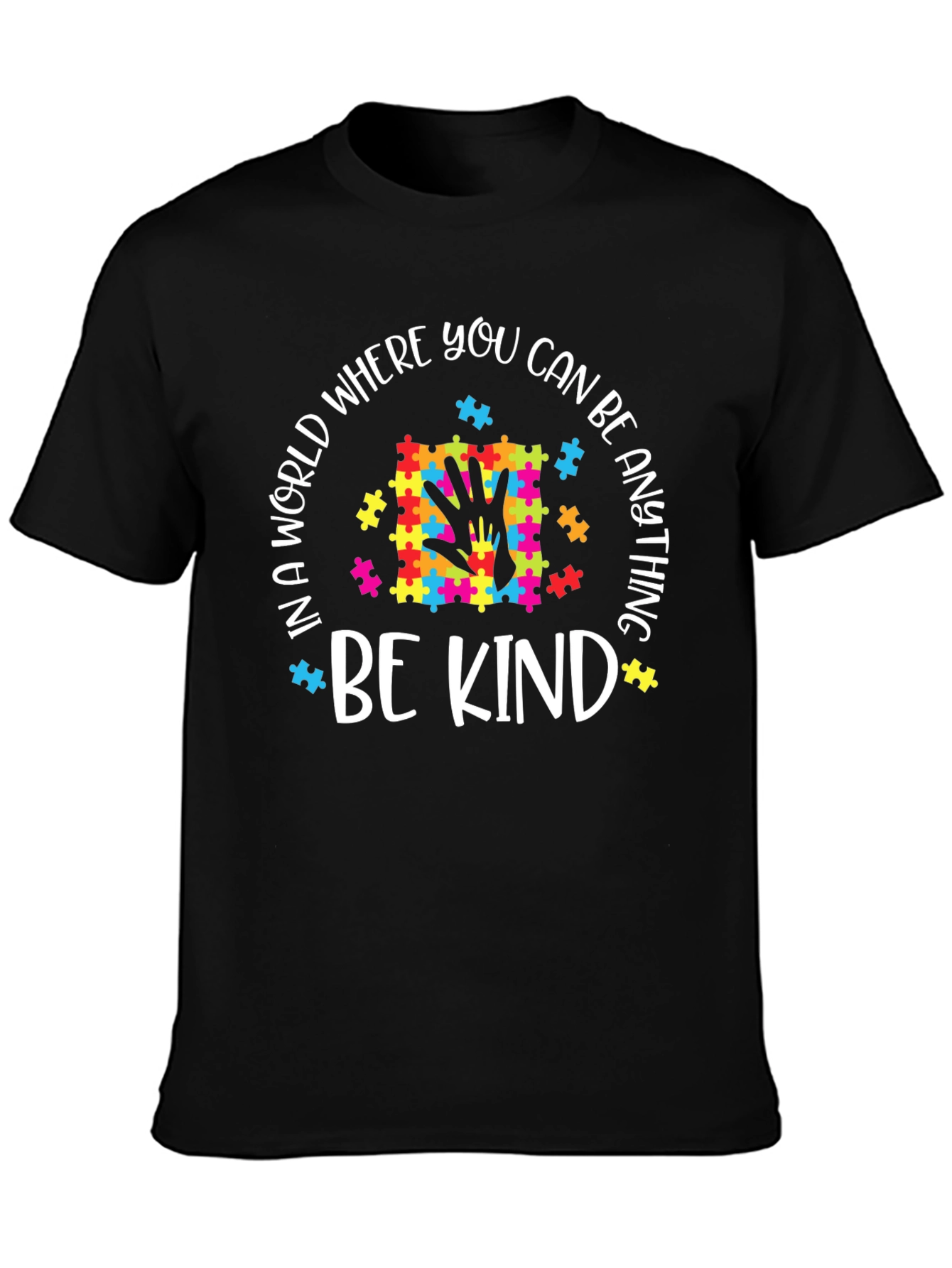 Black Be Kind Autism Awareness T-Shirt view 3
