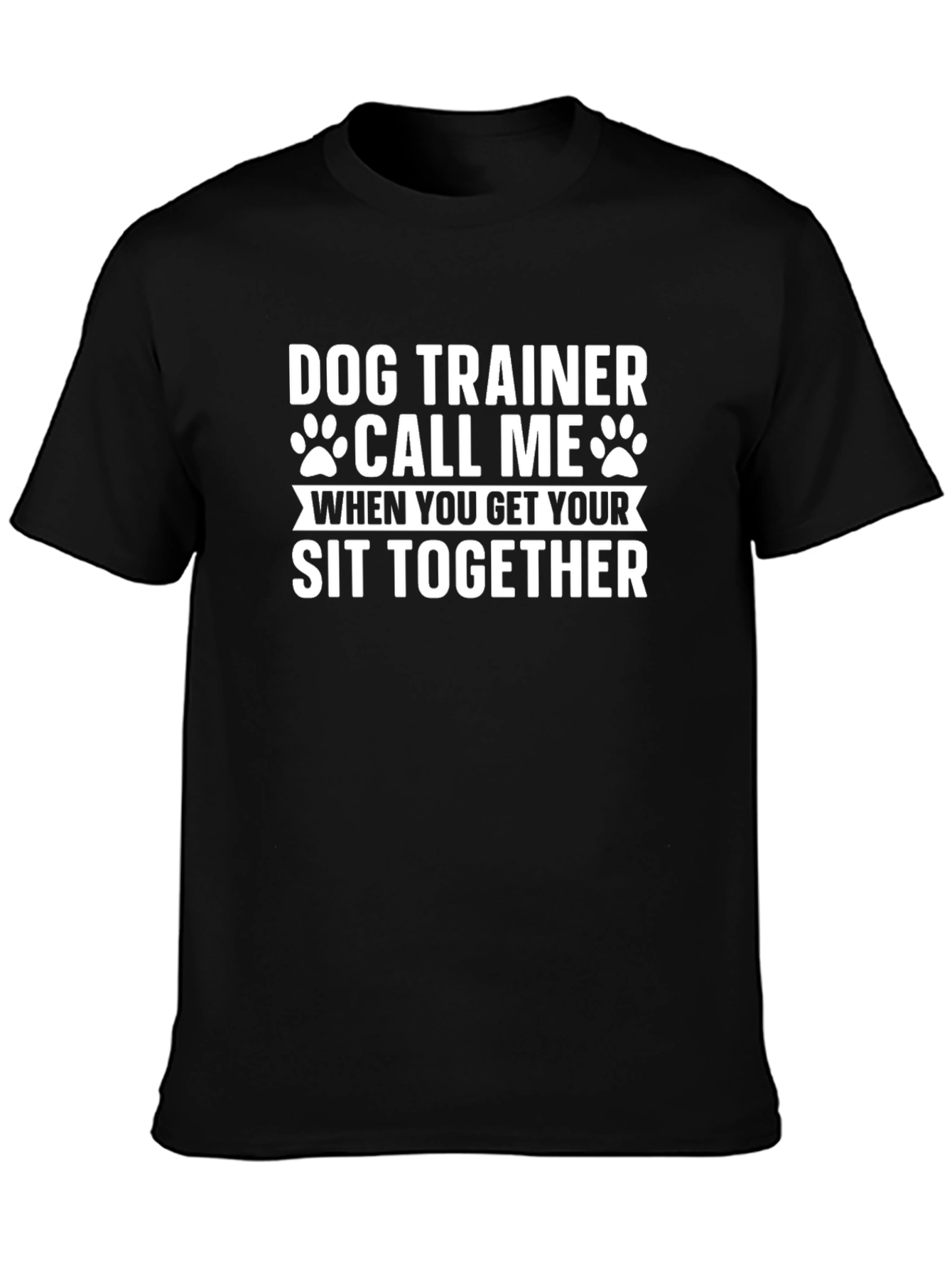 Black Dog Trainer Call Me T-Shirt Funny Dog Lover Tee view 3