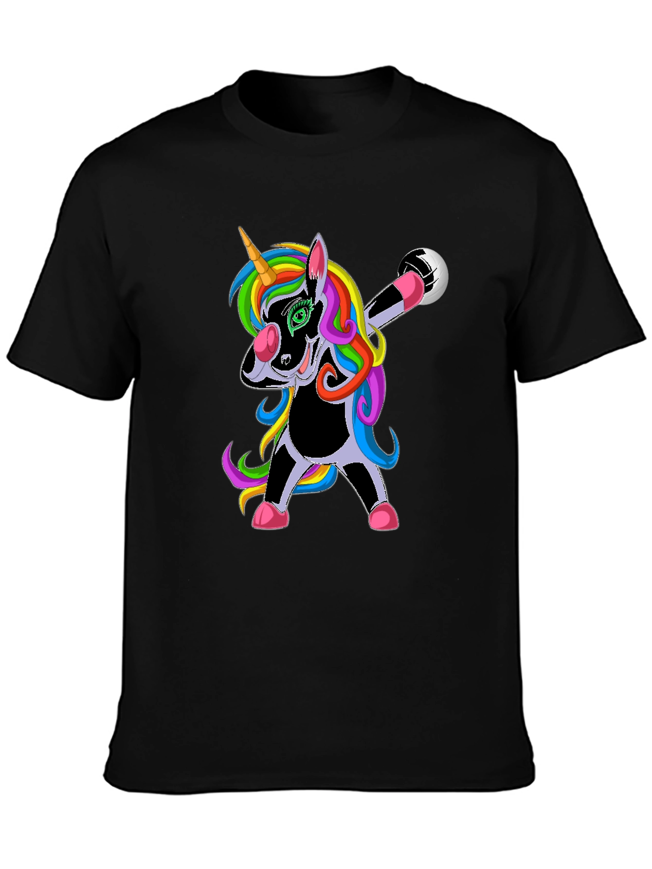 Black Dabbing Unicorn Soccer T-Shirt view 3