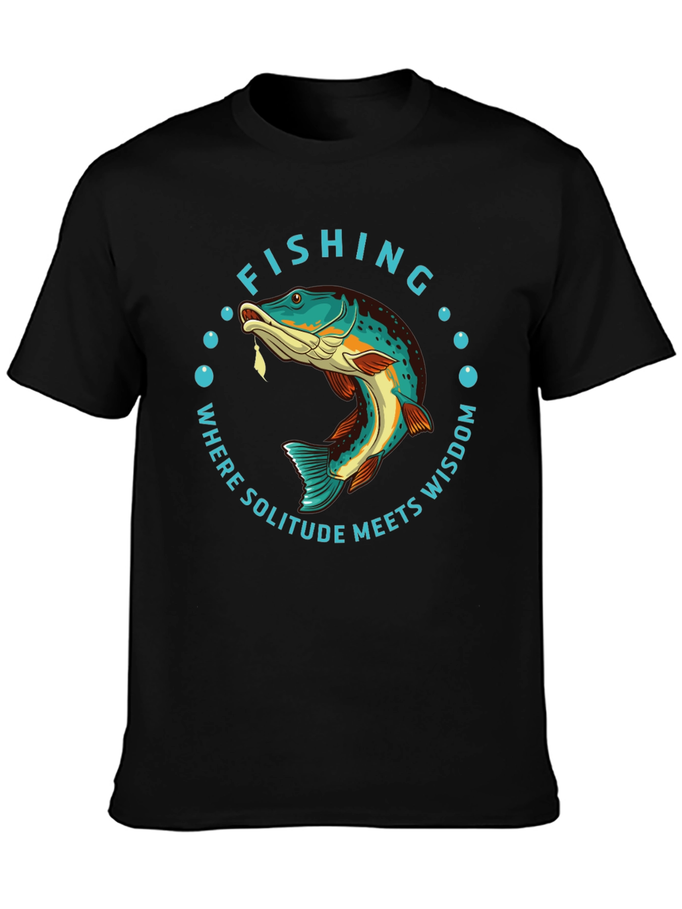 Black Fishing Solitude Wisdom Graphic Tee view 3