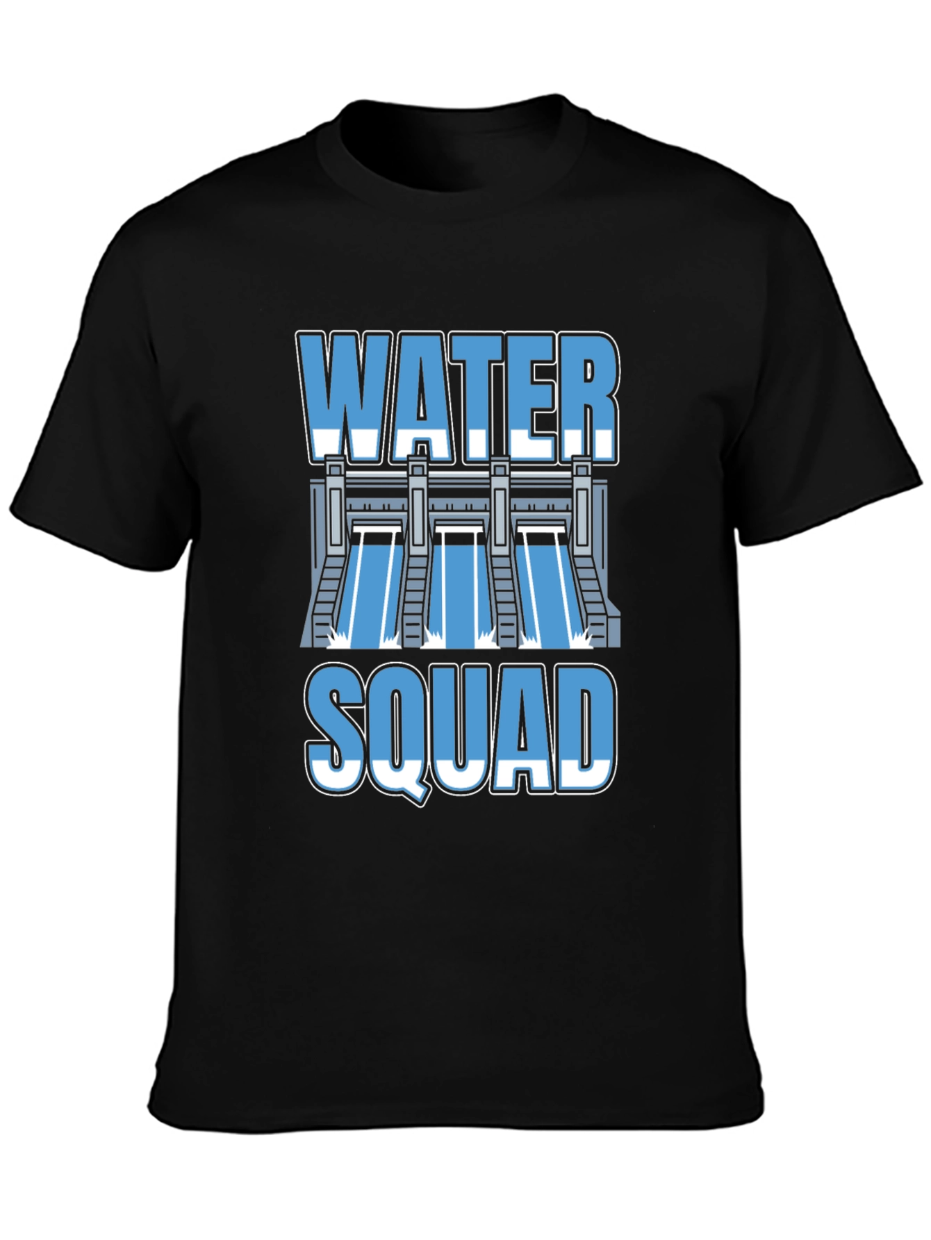 Black Water Squad Graphic T-Shirt - Black Crew Neck Tee view 3
