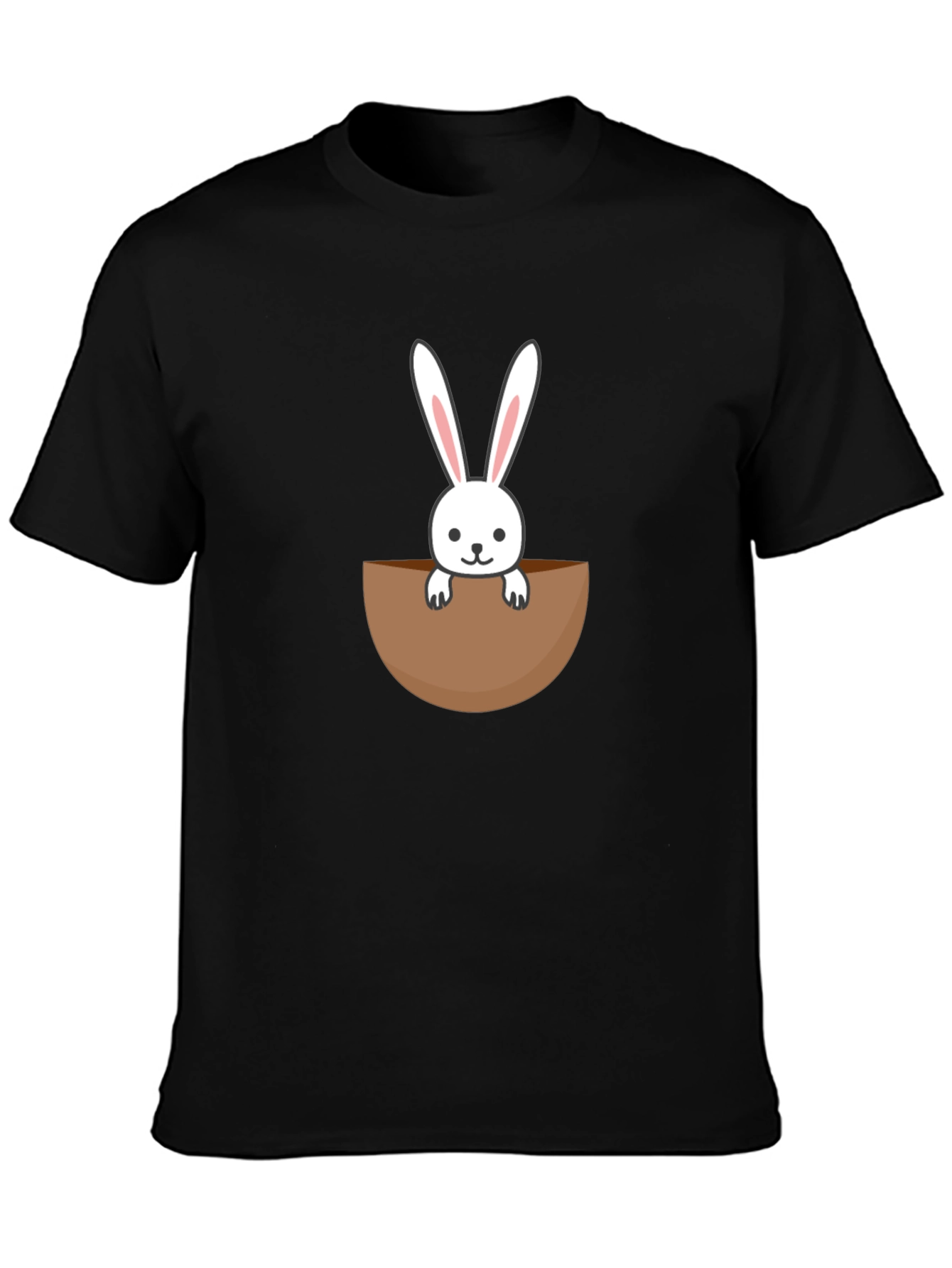 Black Bunny Pocket Graphic Tee - Cute Rabbit Shirt view 3