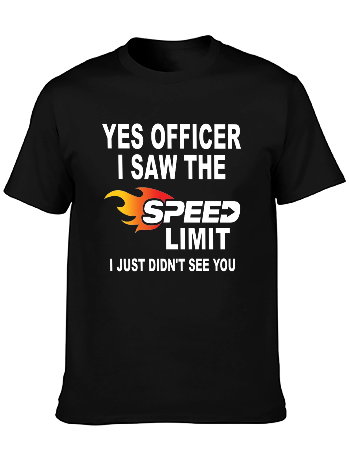 Black Funny Speed Limit T-Shirt - Yes Officer view 3