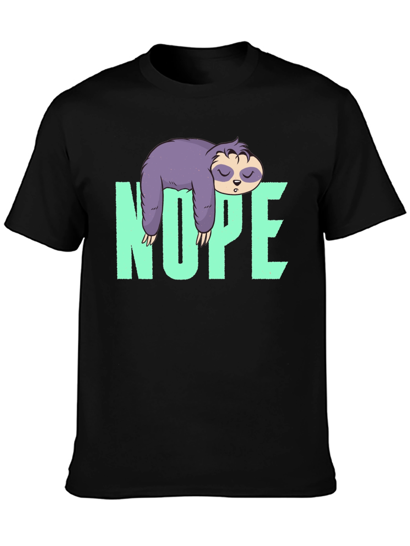 Black Nope Sloth Graphic Tee - Relaxed & Fun view 3