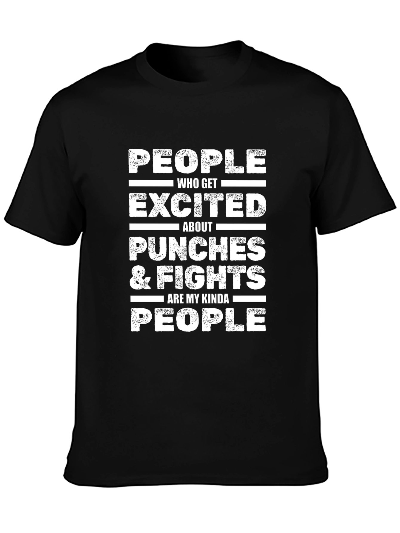 Black Funny Punches & Fights People T-Shirt view 3