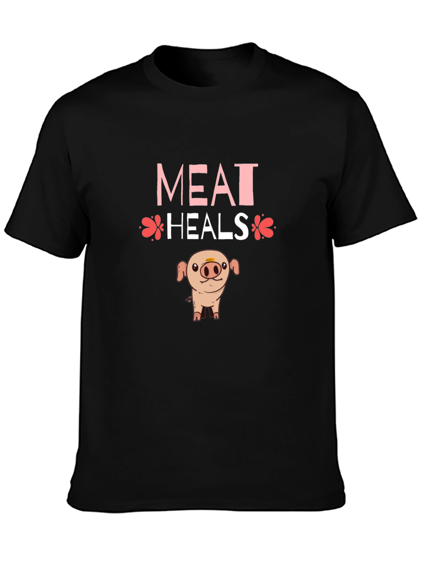 Black Meat Heals T-Shirt - Novelty Pig Design view 3