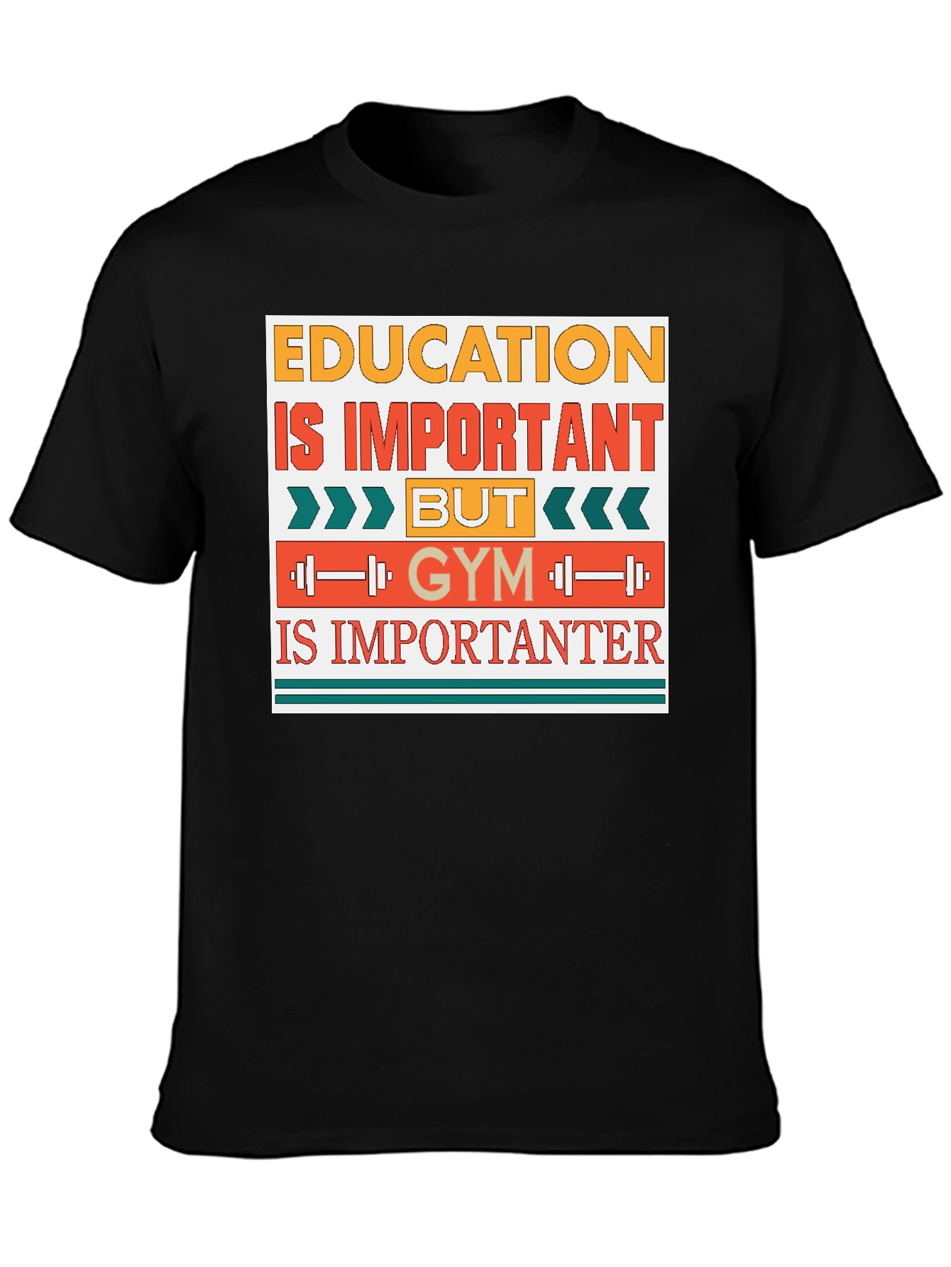 Black Education Important, Gym Importanter T-Shirt view 3