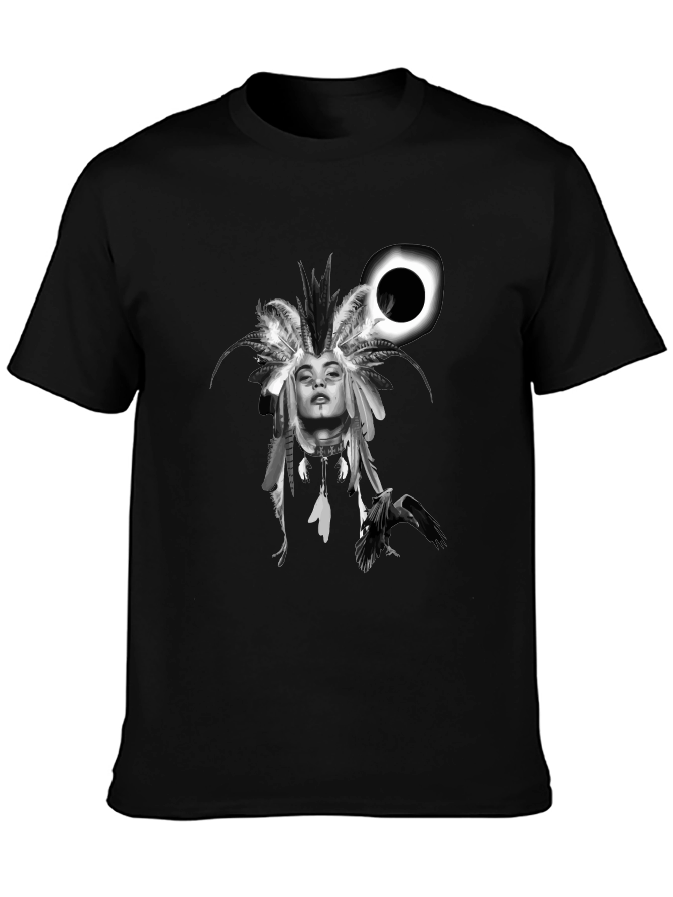 Black Native Headdress Black Graphic Tee view 3