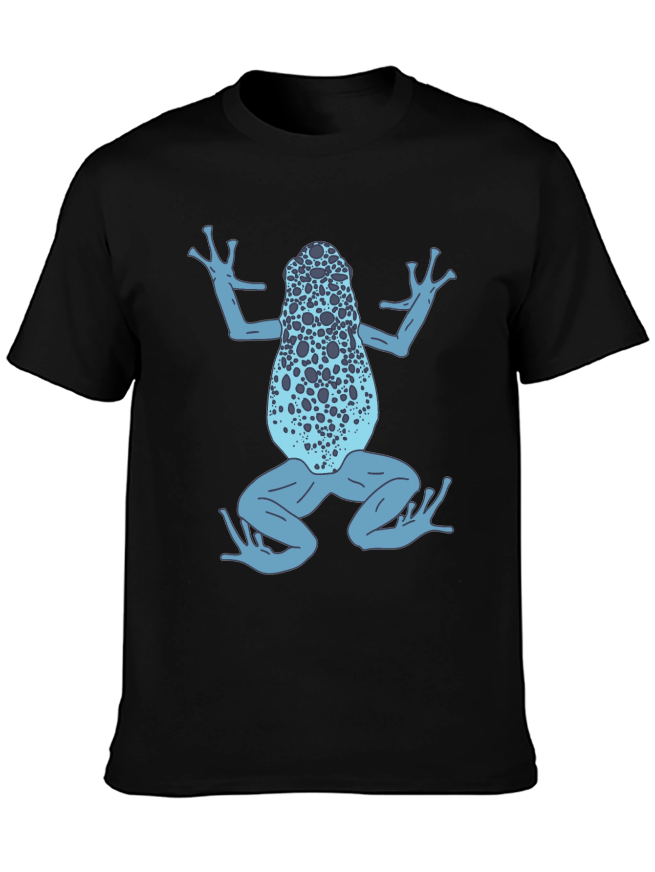 Black Blue Frog Graphic T-Shirt - Black Cotton Tee view 3