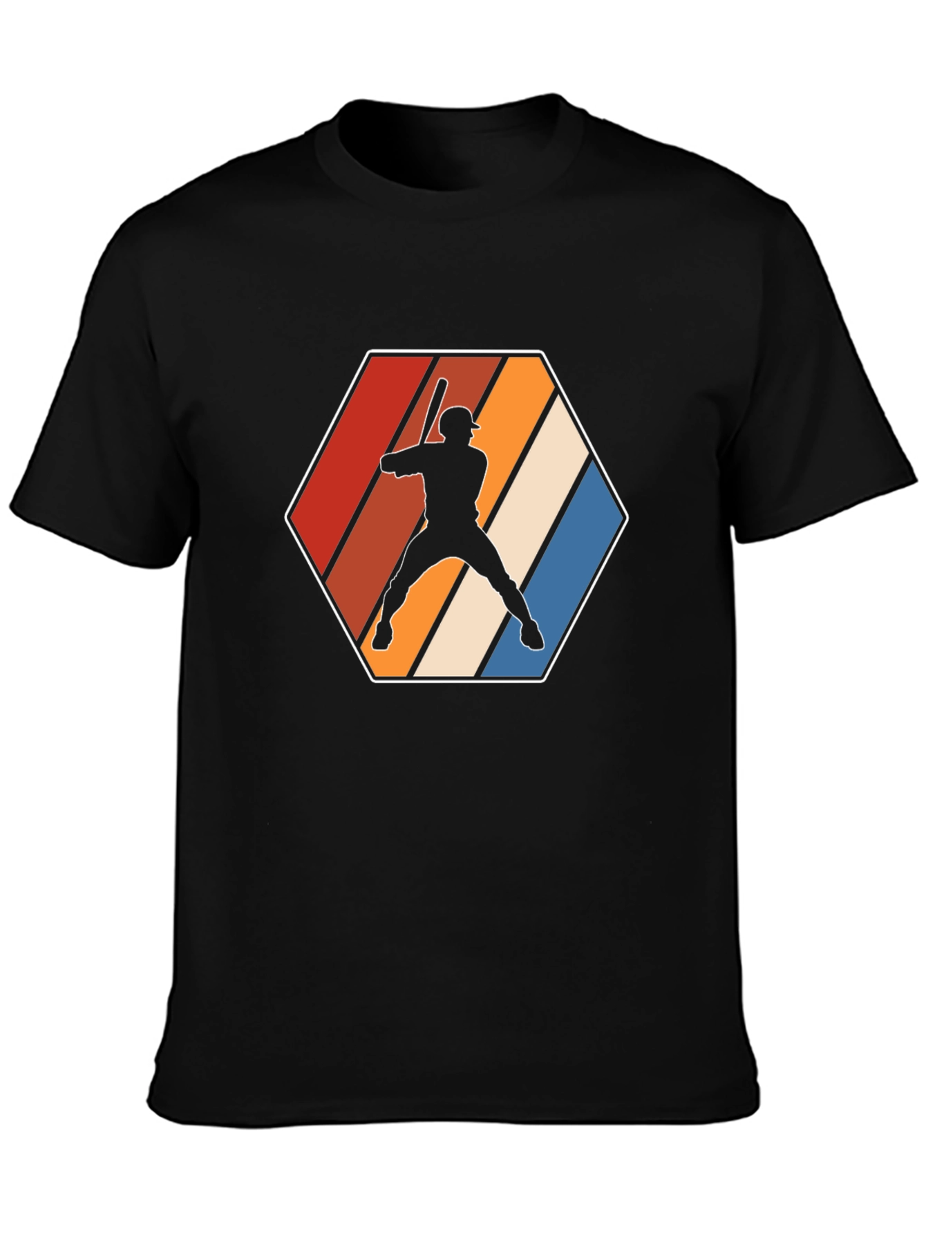 Black Retro Baseball Player Graphic Tee - Black view 3