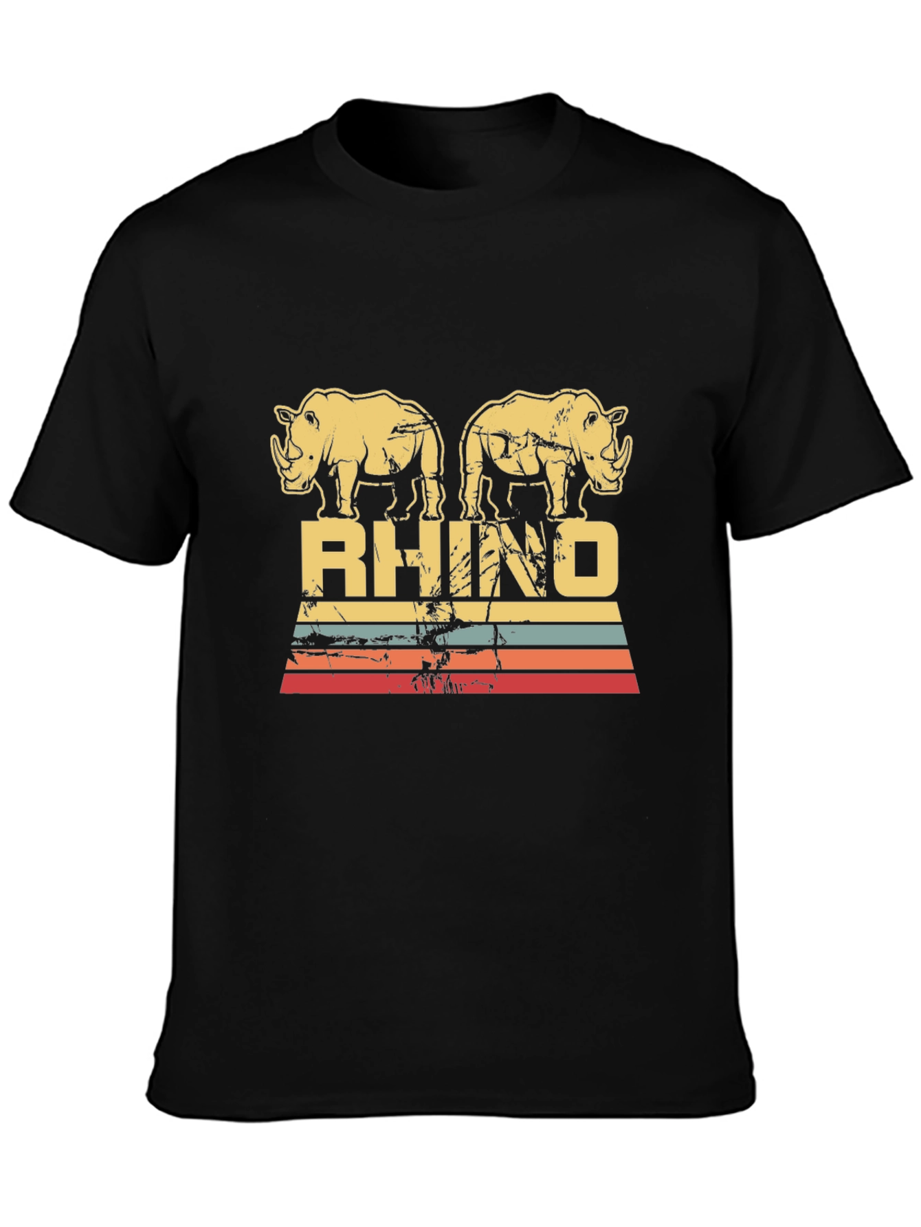 Black Vintage Rhino Graphic Tee - Black view 3