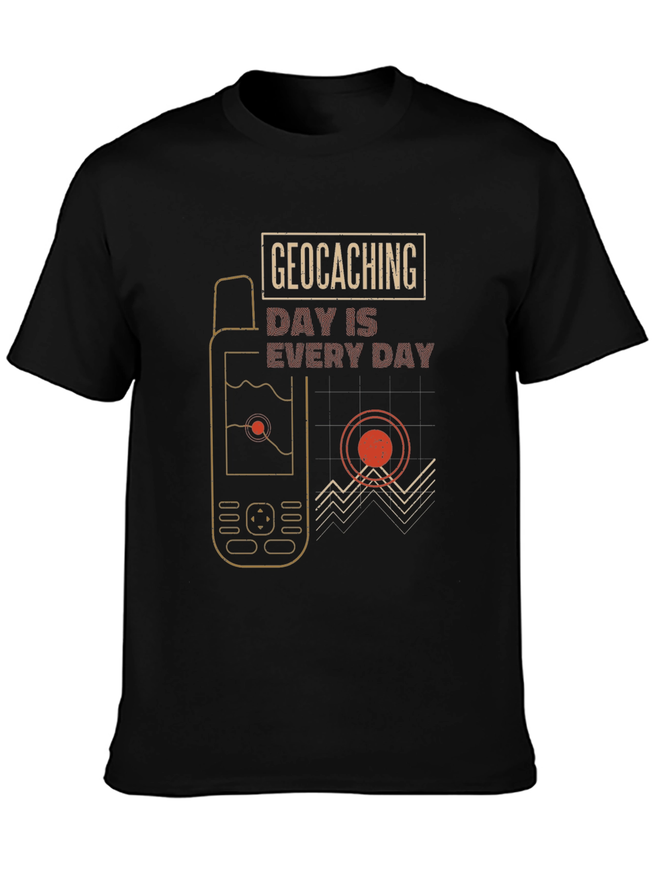 Black Geocaching Day Is Every Day Graphic T-Shirt view 3