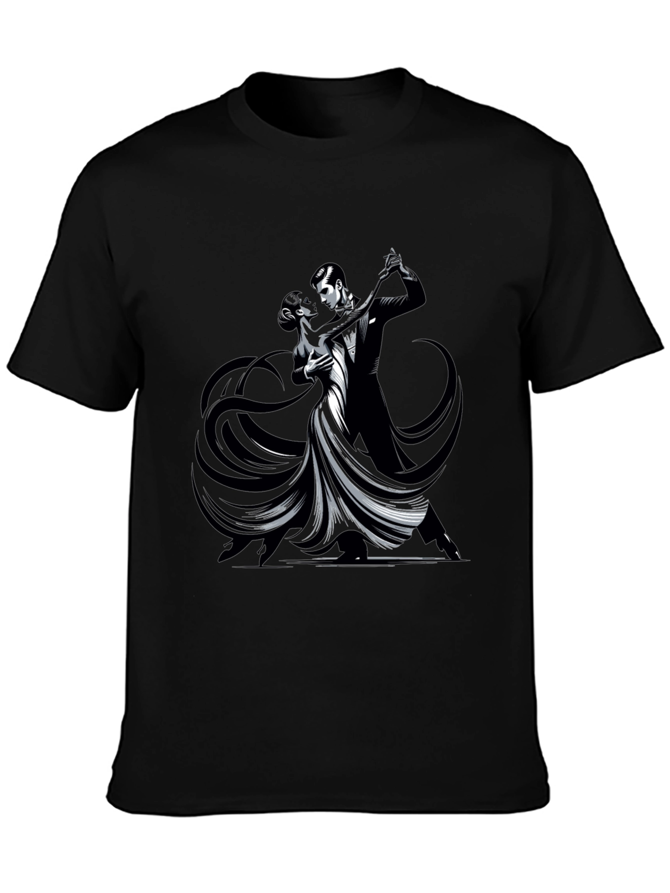 Black Tango Dance Graphic Tee - Sleek Black Shirt view 3