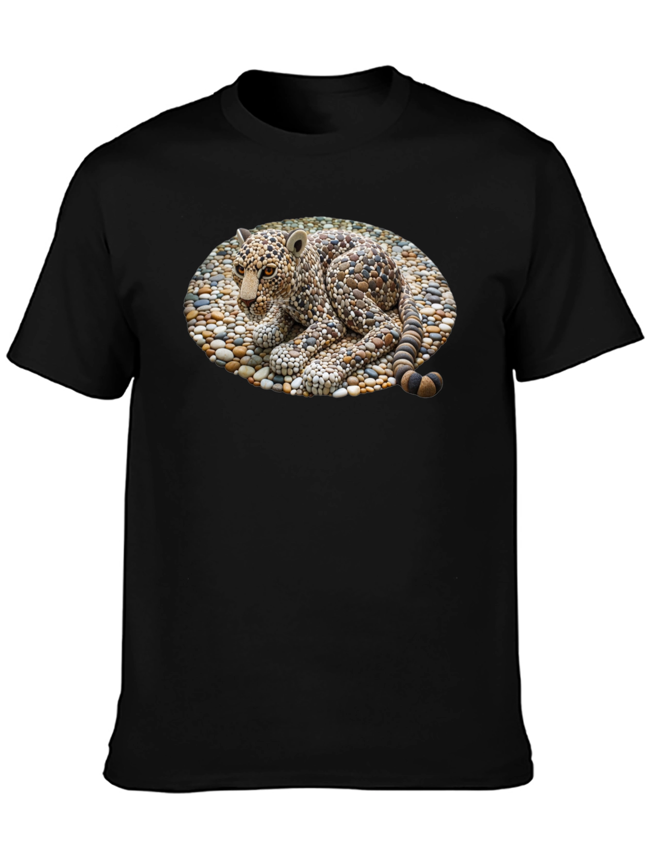 Black Stone Leopard Graphic Tee - Unique Design view 3