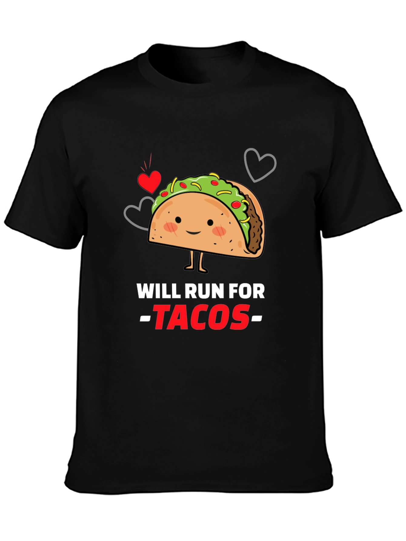 Black Will Run For Tacos Graphic T-Shirt view 3