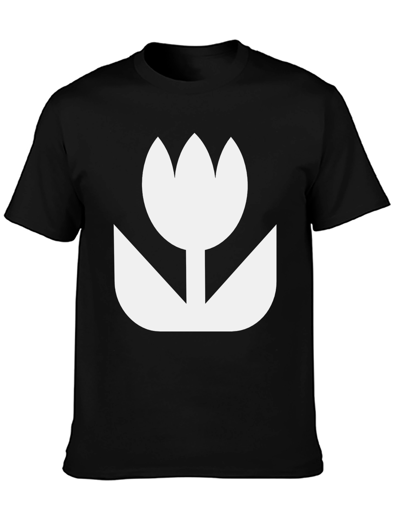 Black Minimalist Flower Graphic Tee - Black Cotton Casual Shirt view 3
