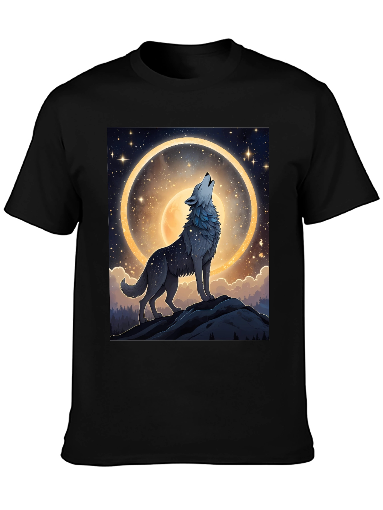 Wolf Howling at Moon T-Shirt - 3