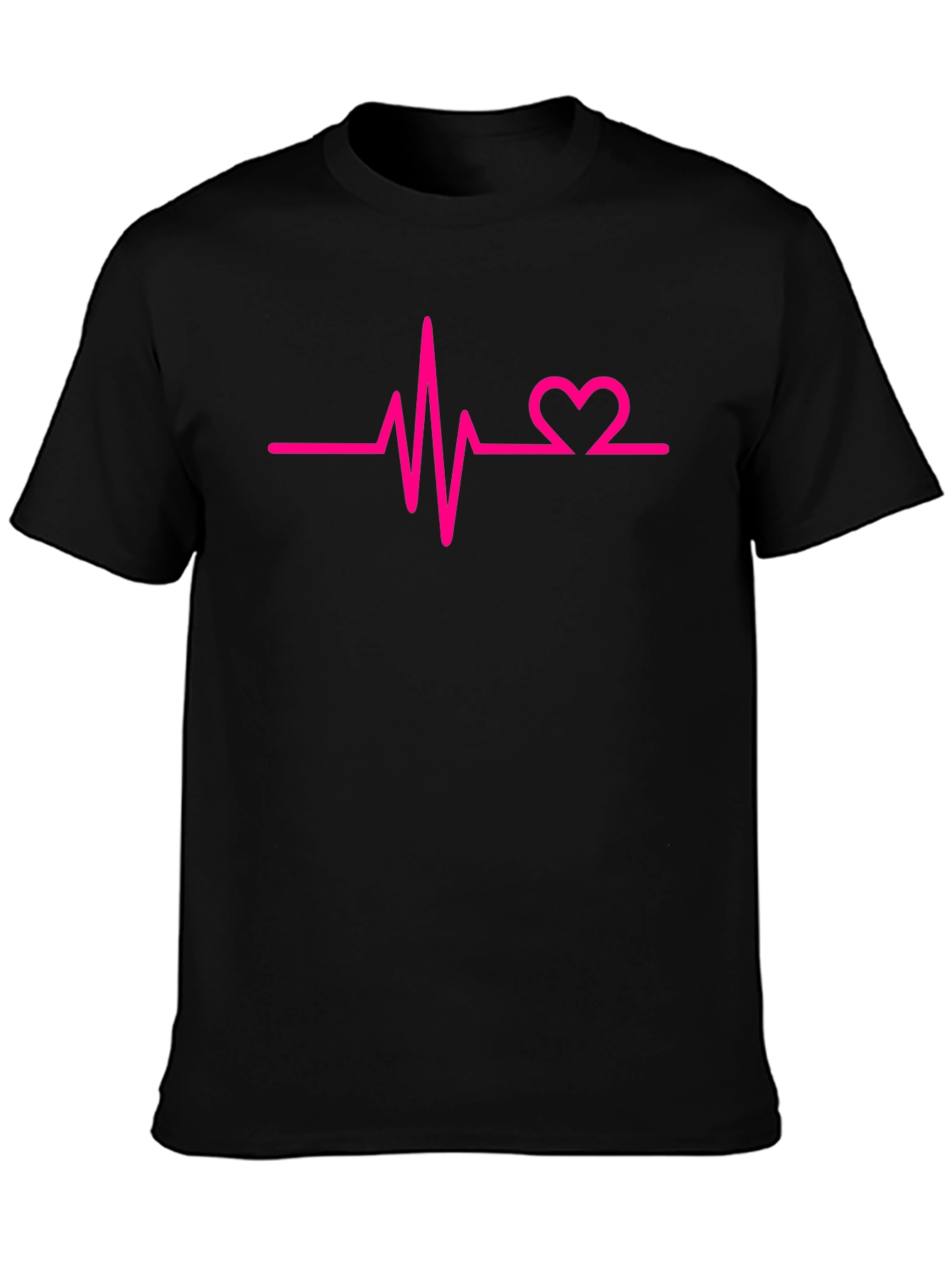 Black Heartbeat Graphic Tee - Black Cotton Casual view 3