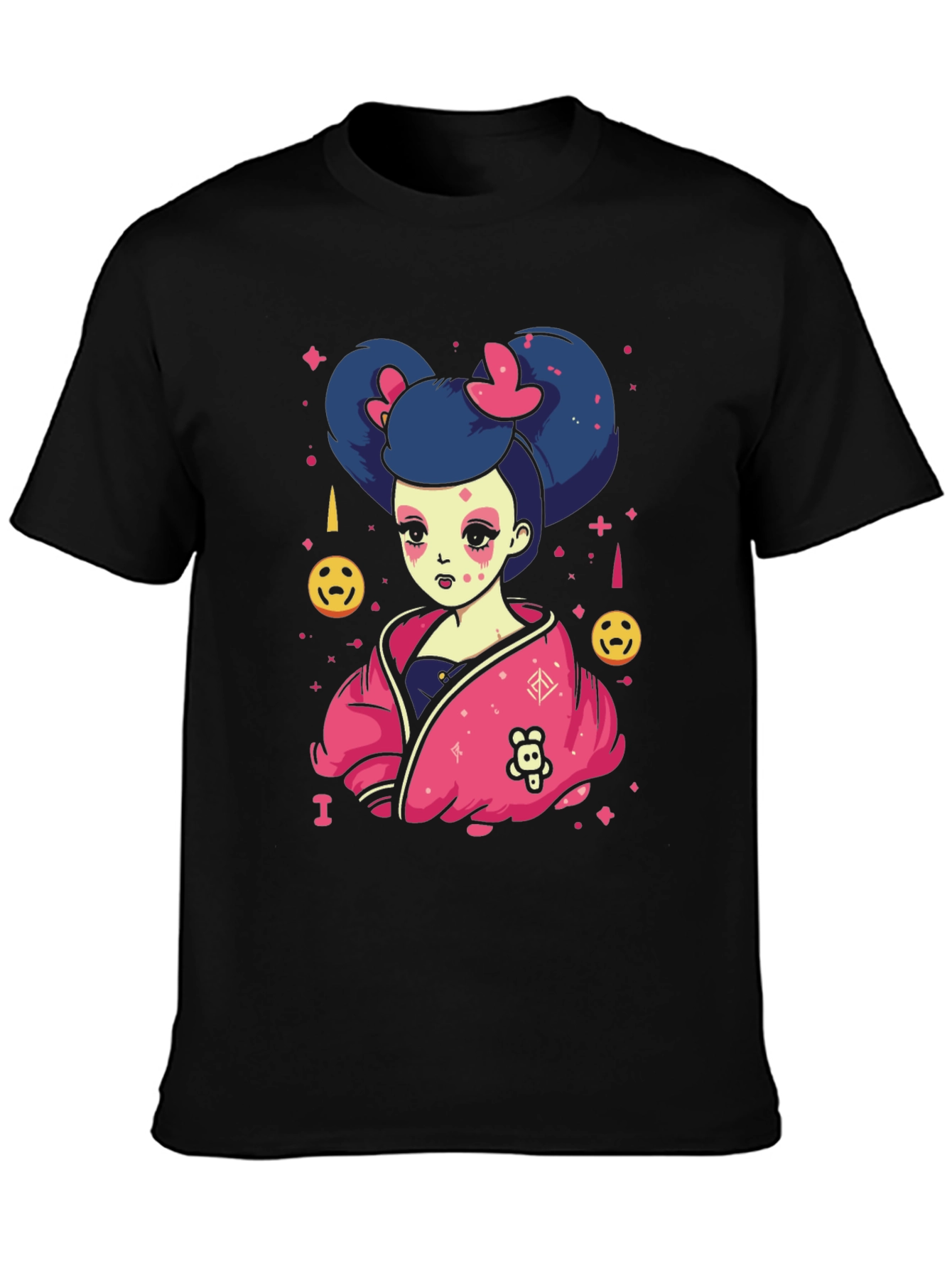 Black Anime Girl Graphic Black T-Shirt view 3