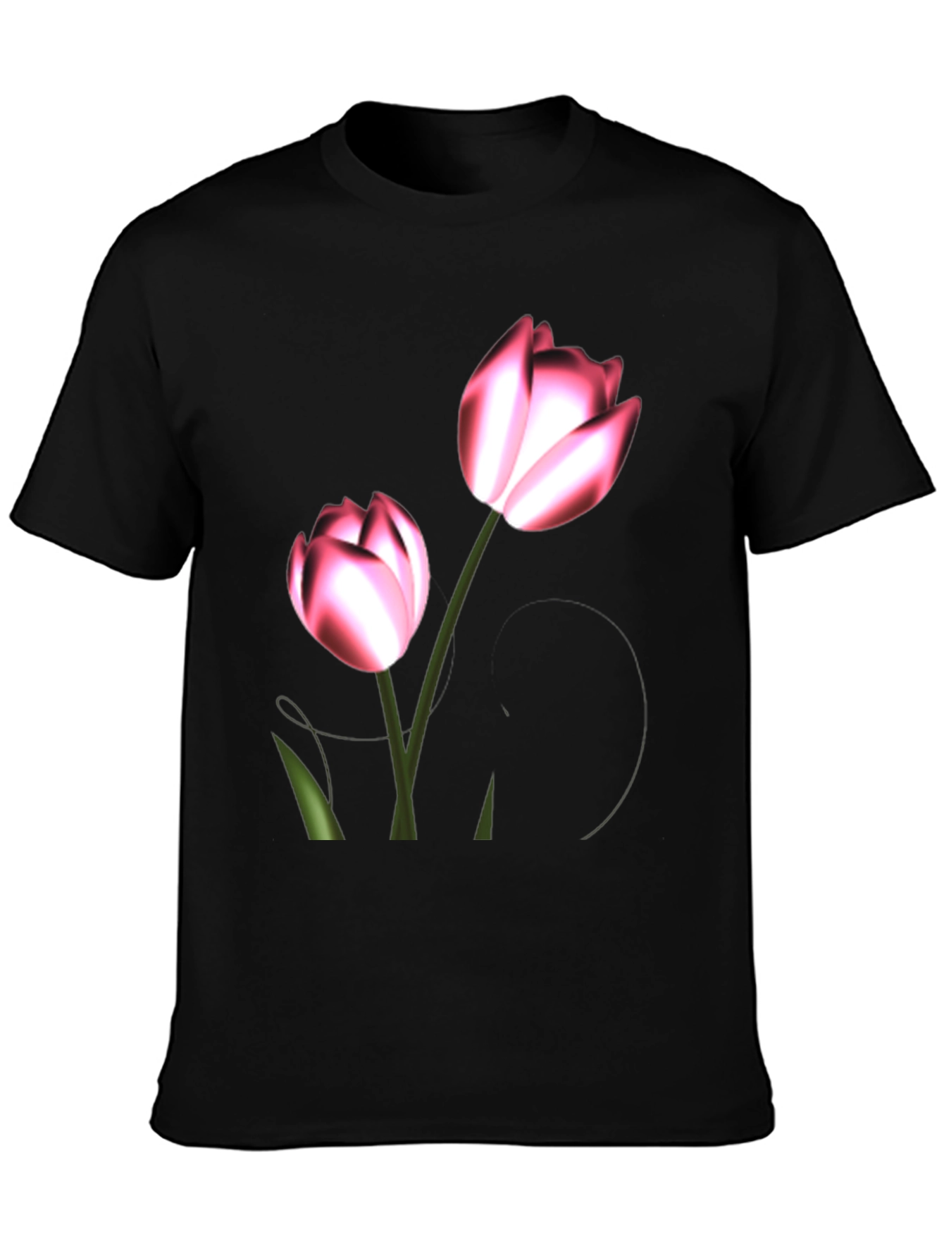 Black Floral Print Black T-Shirt view 3