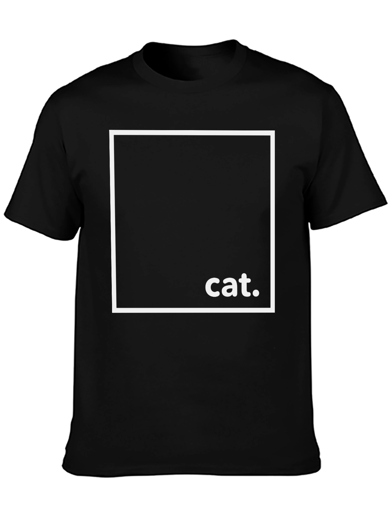 Black Minimalist Cat Tee - Black Graphic T-Shirt view 3