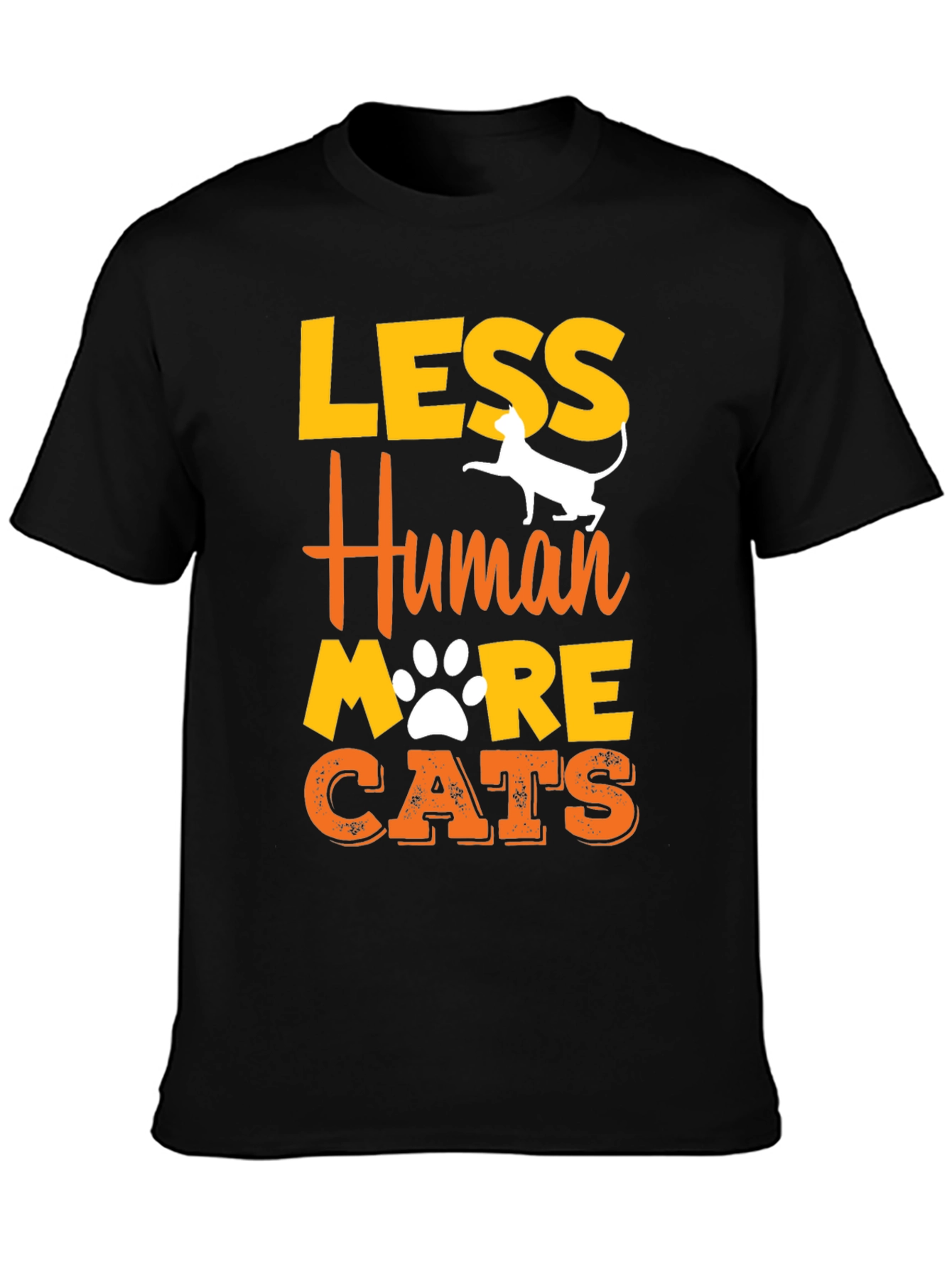 Black Less Human More Cats Graphic T-Shirt view 3