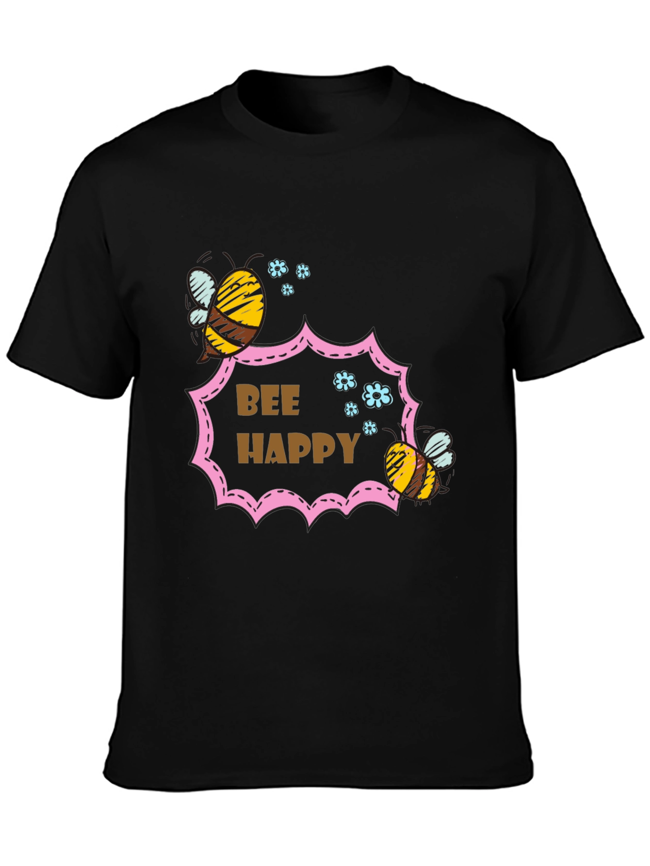 Black Bee Happy Graphic T-Shirt - Stylish Cotton Tee view 3