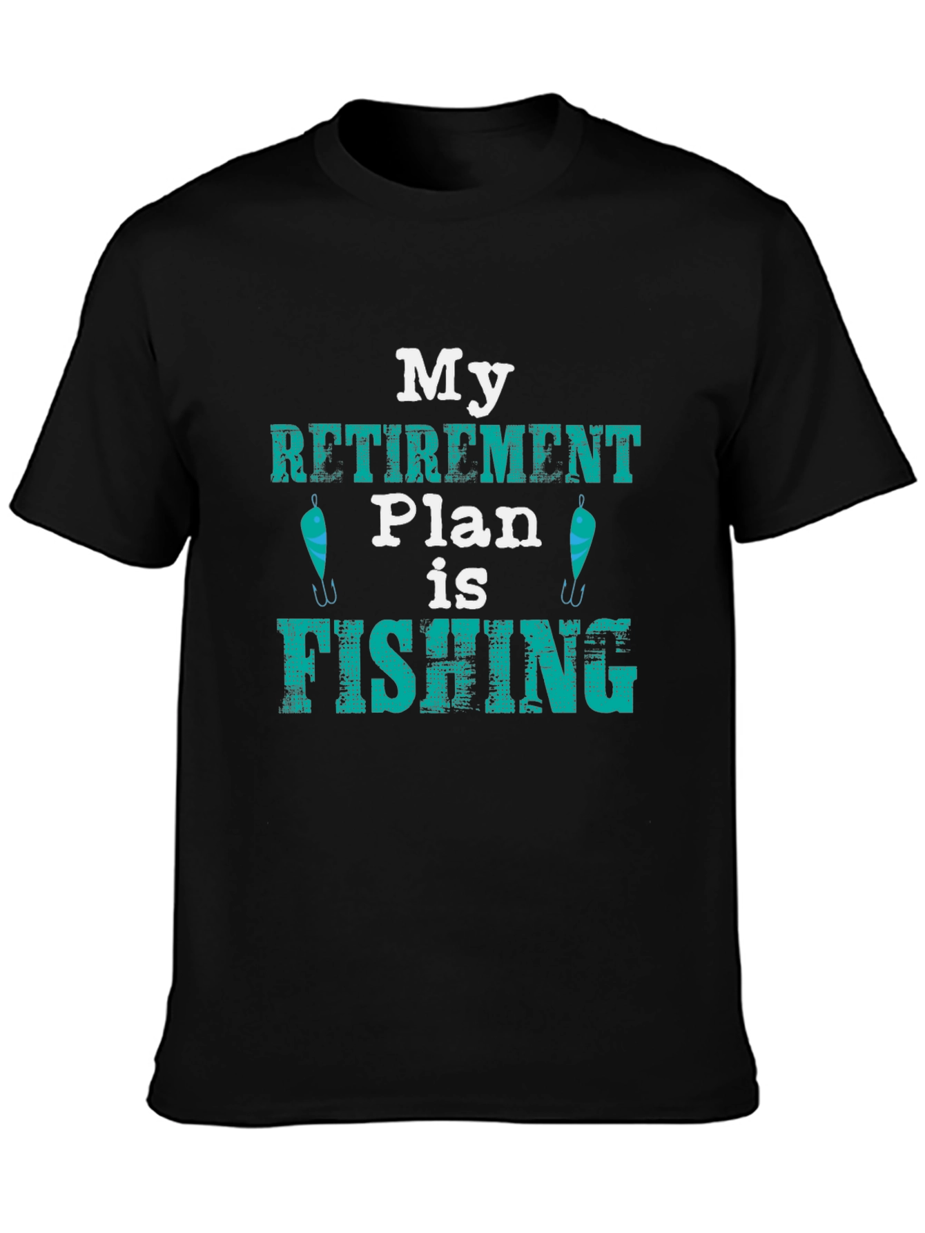 Black Fishing Retirement Plan T-Shirt view 3