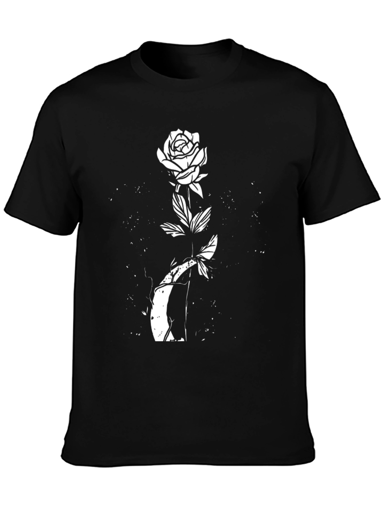Black Black Rose Graphic T-Shirt - Unique Floral Design view 3