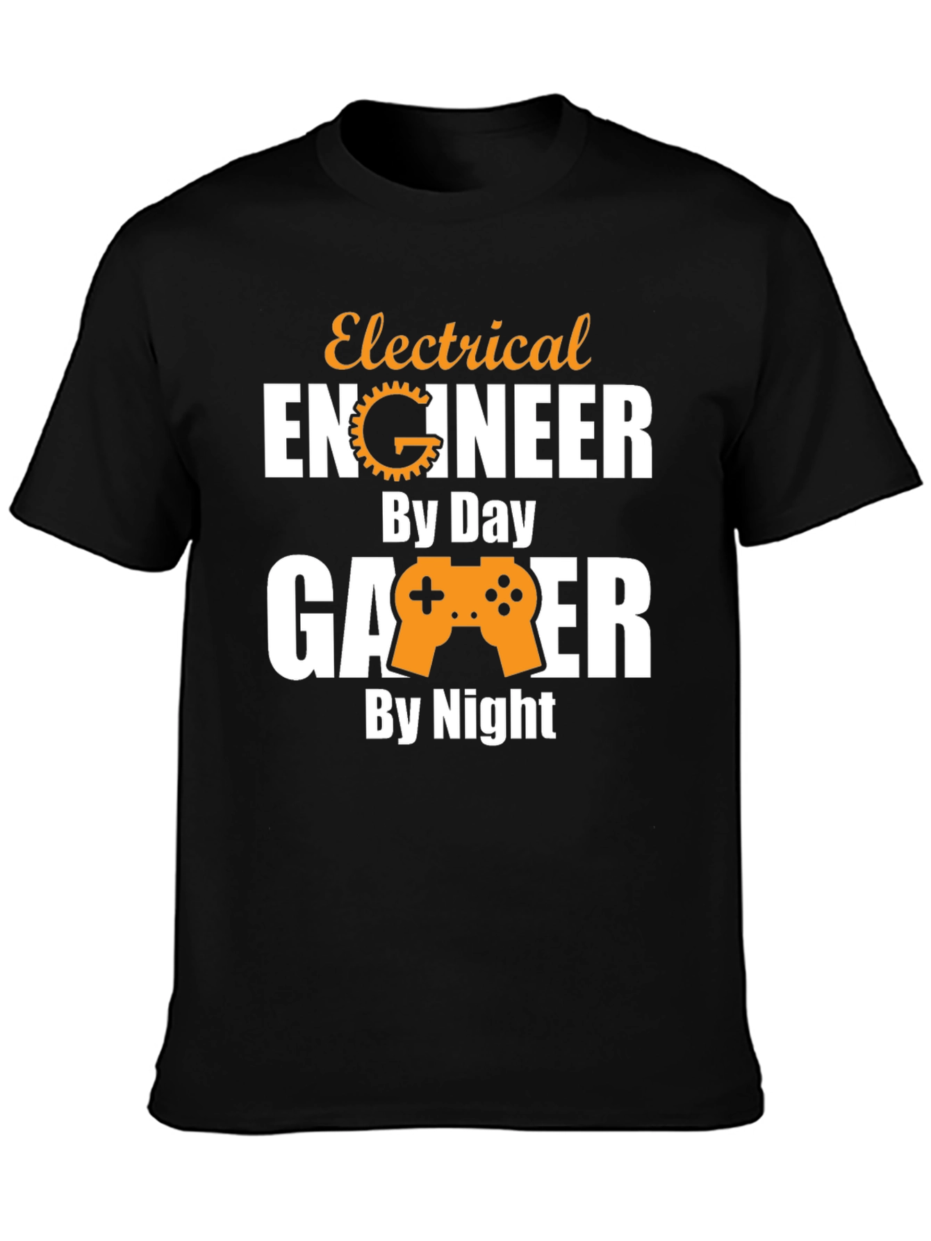 Black Electrical Engineer Gamer T-Shirt - Day & Night view 3