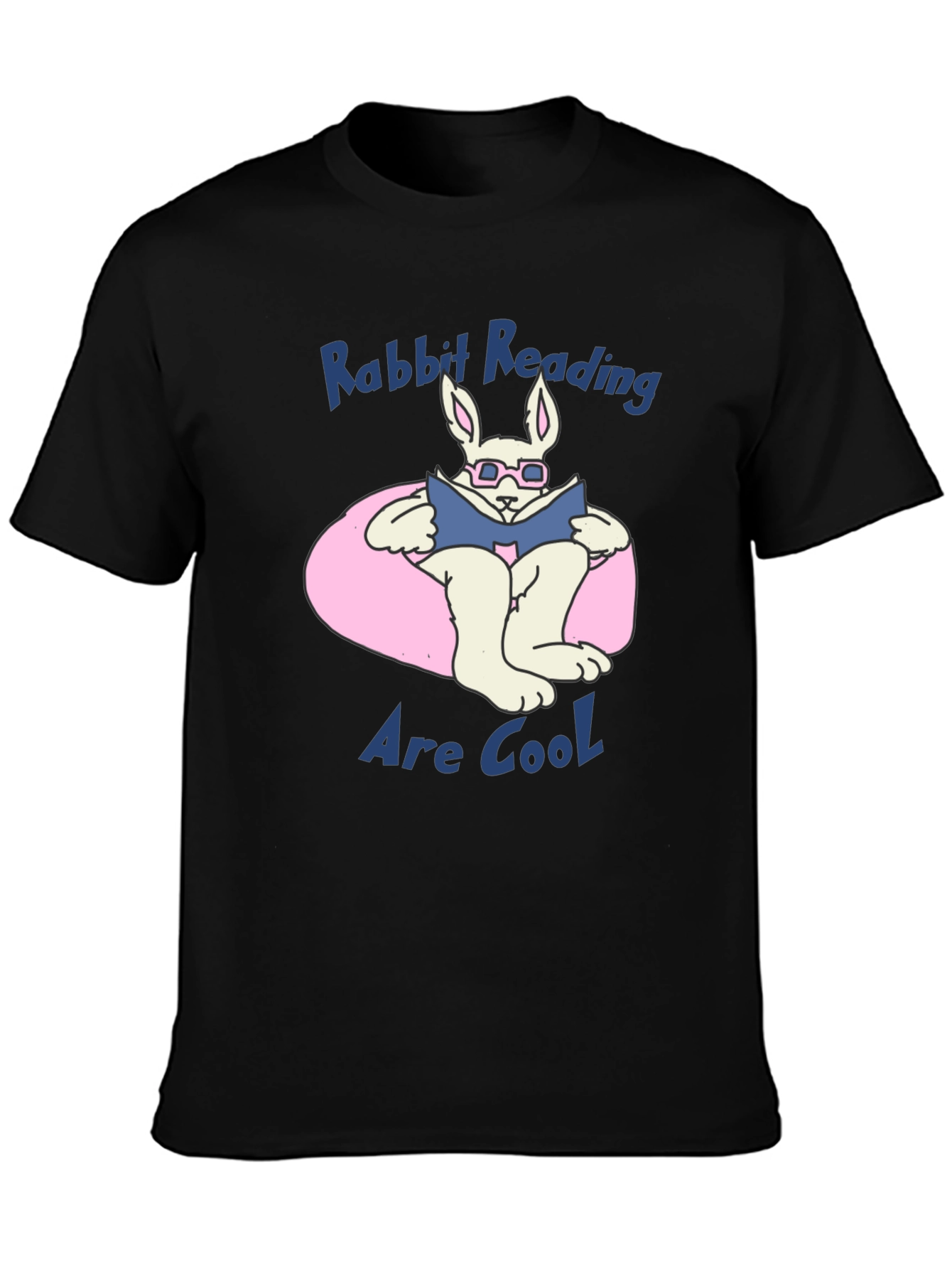 Black Rabbit Reading Book Graphic T-Shirt view 3