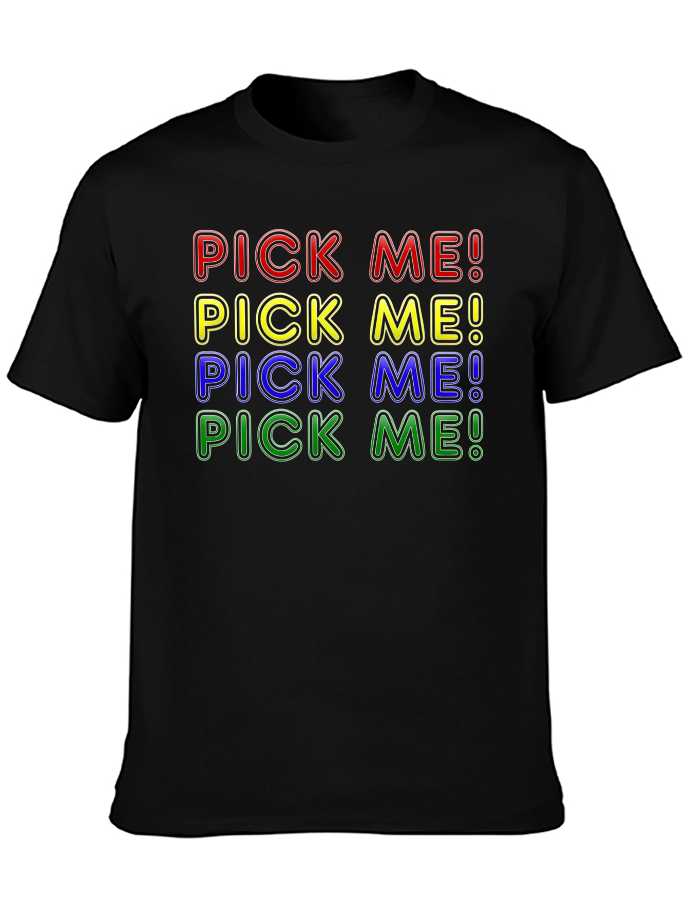 Black Pick Me! Graphic T-Shirt - Bold Colorful Design view 3