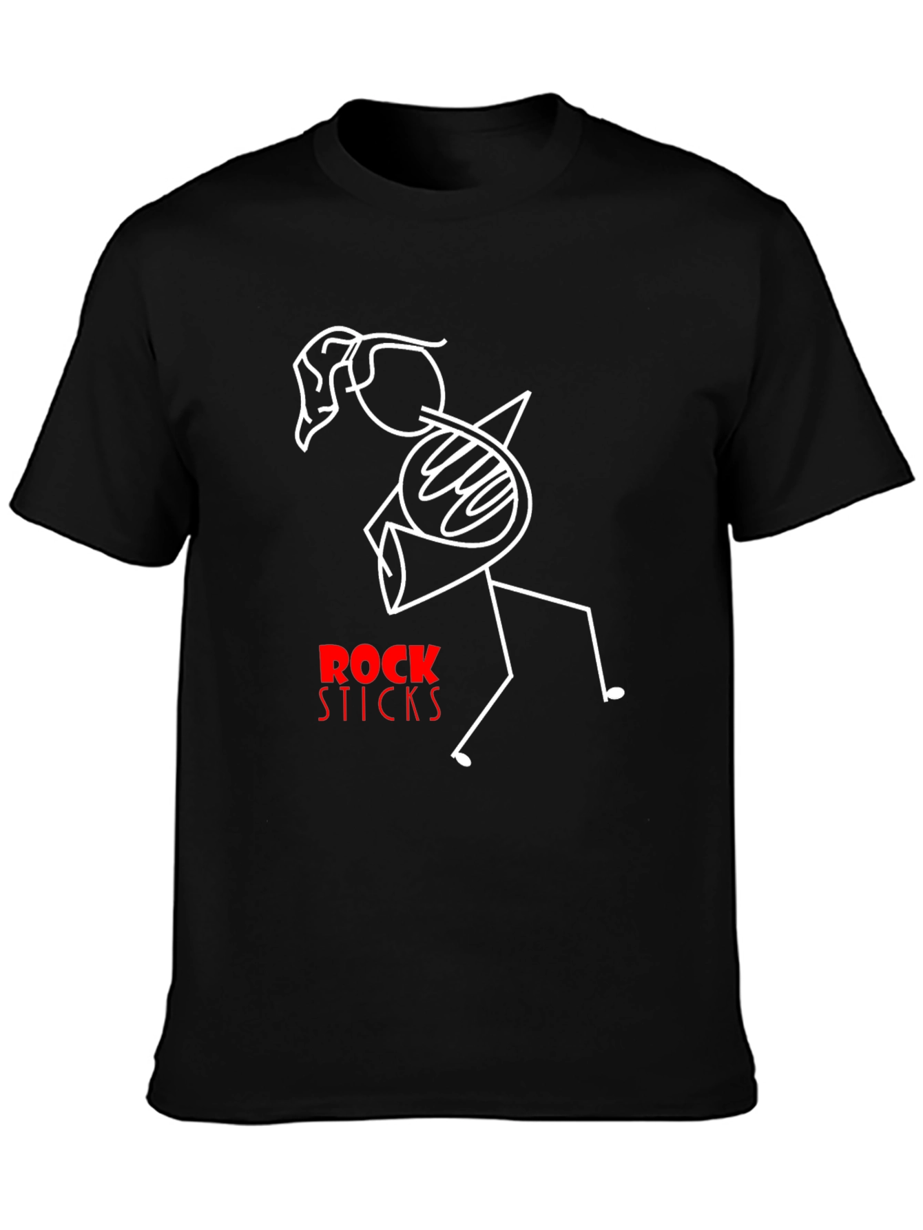 Black Rock Sticks Graphic Tee - Black Cotton T-Shirt view 3