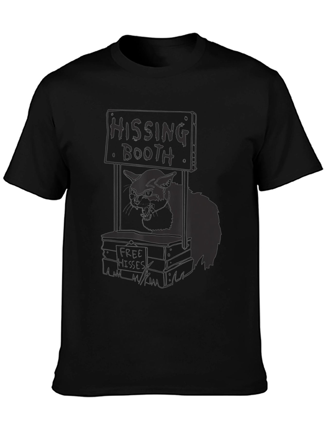 Black Hissing Booth Cat Graphic Tee - Black view 3