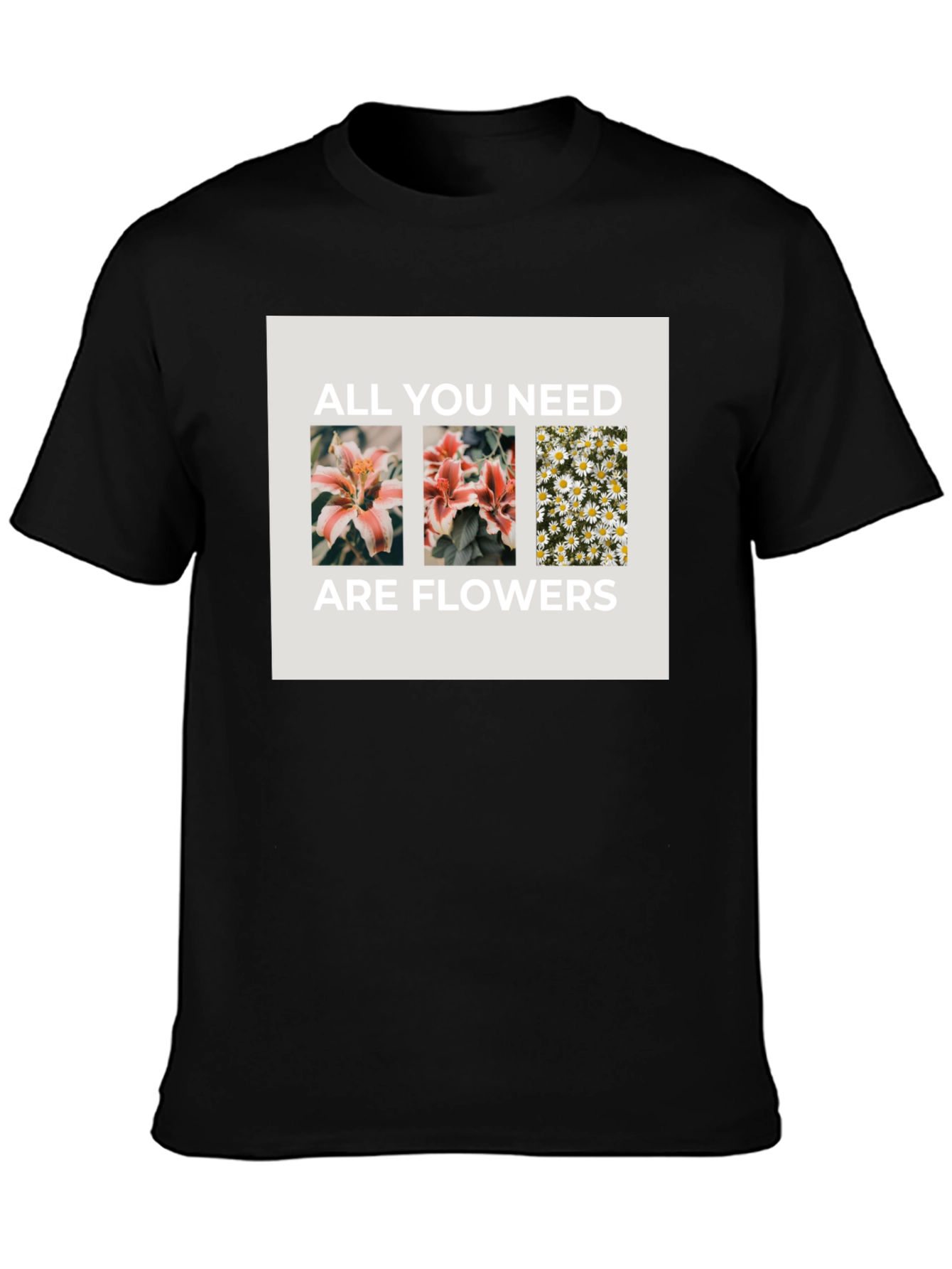 Black Floral Graphic Tee - All You Need Are Flowers view 3