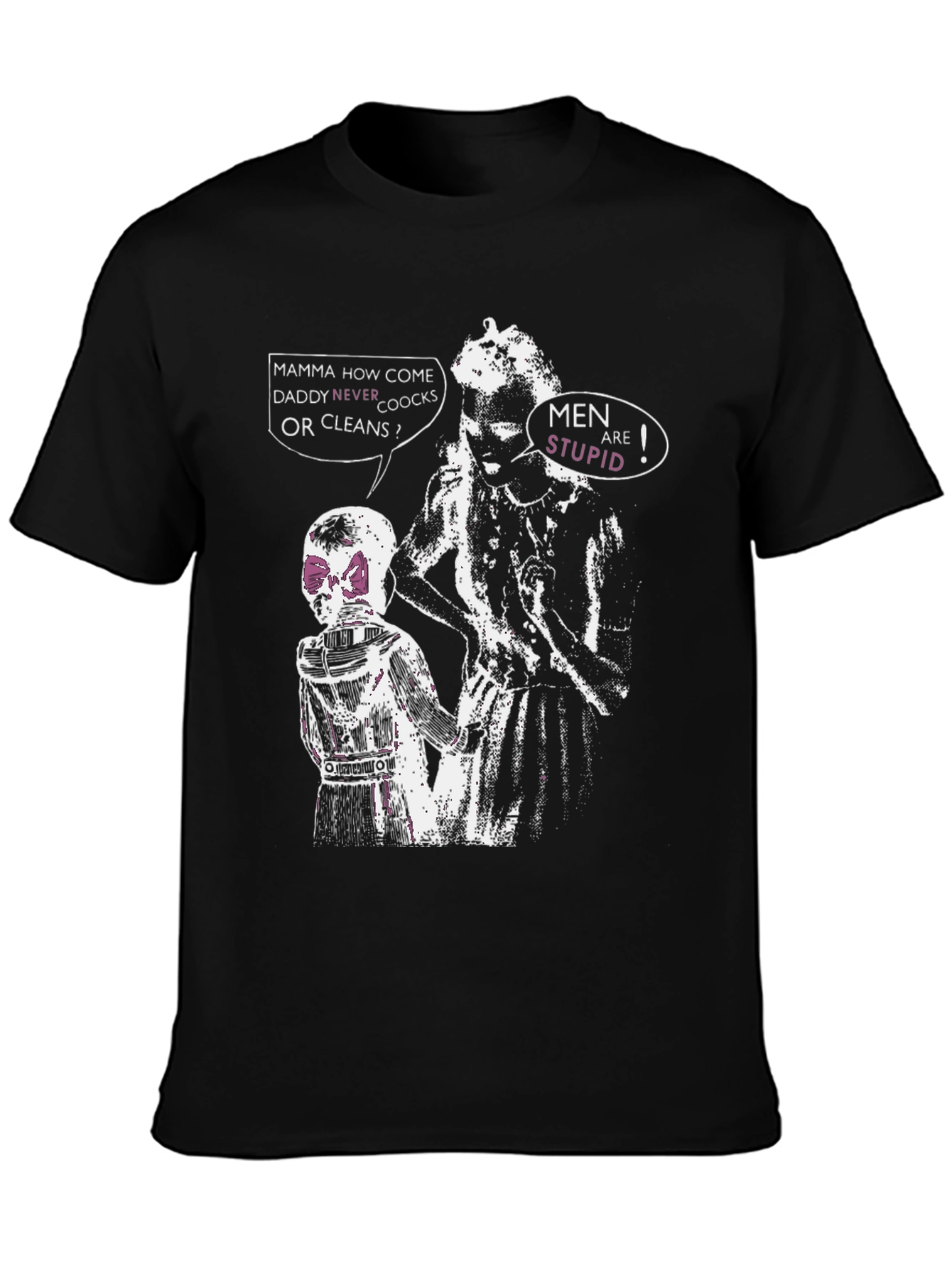 Black Edgy "Men Are Stupid" Graphic Tee view 3